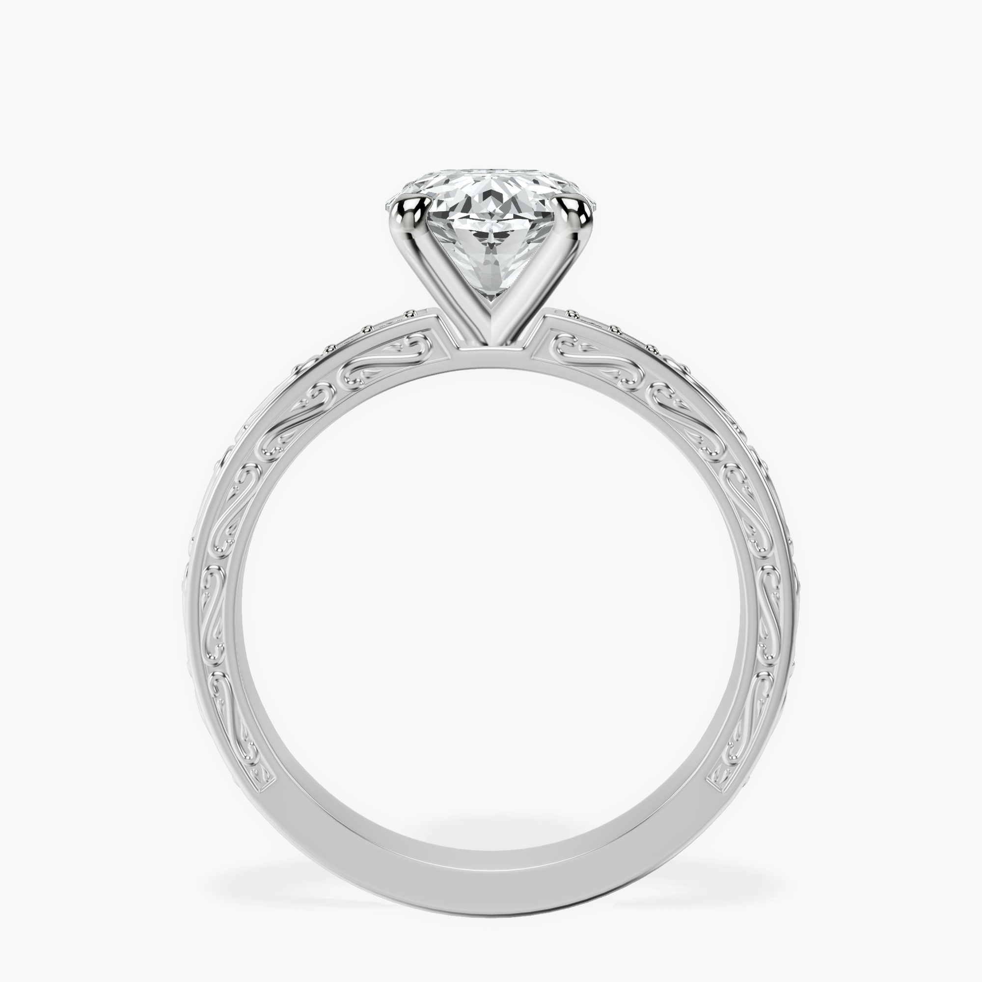 2.40 ct. oval Antique Allure Vintage Ring in 10kt white gold side right image one