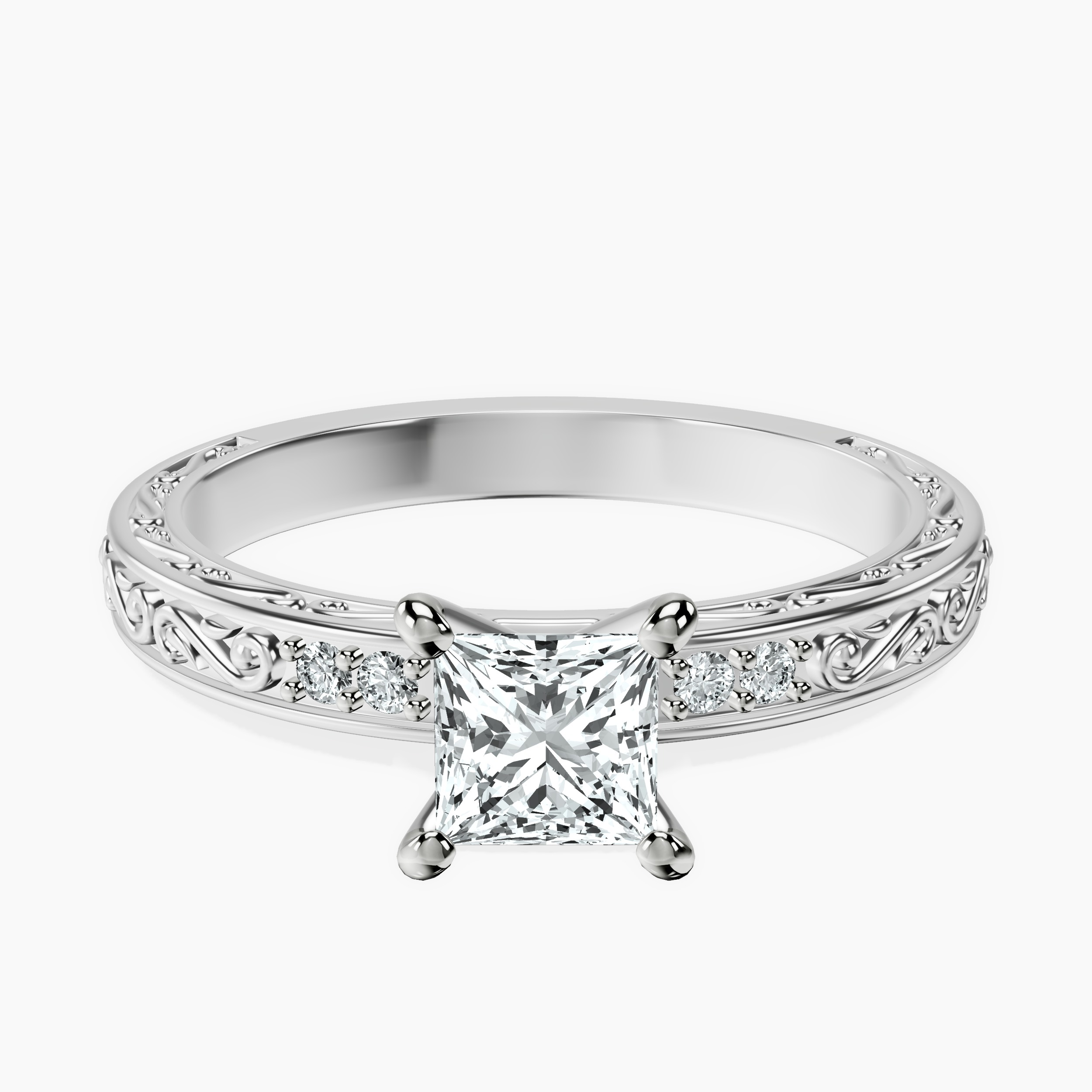 Platinum Antique Allure Vintage Lab Diamond Ring front image