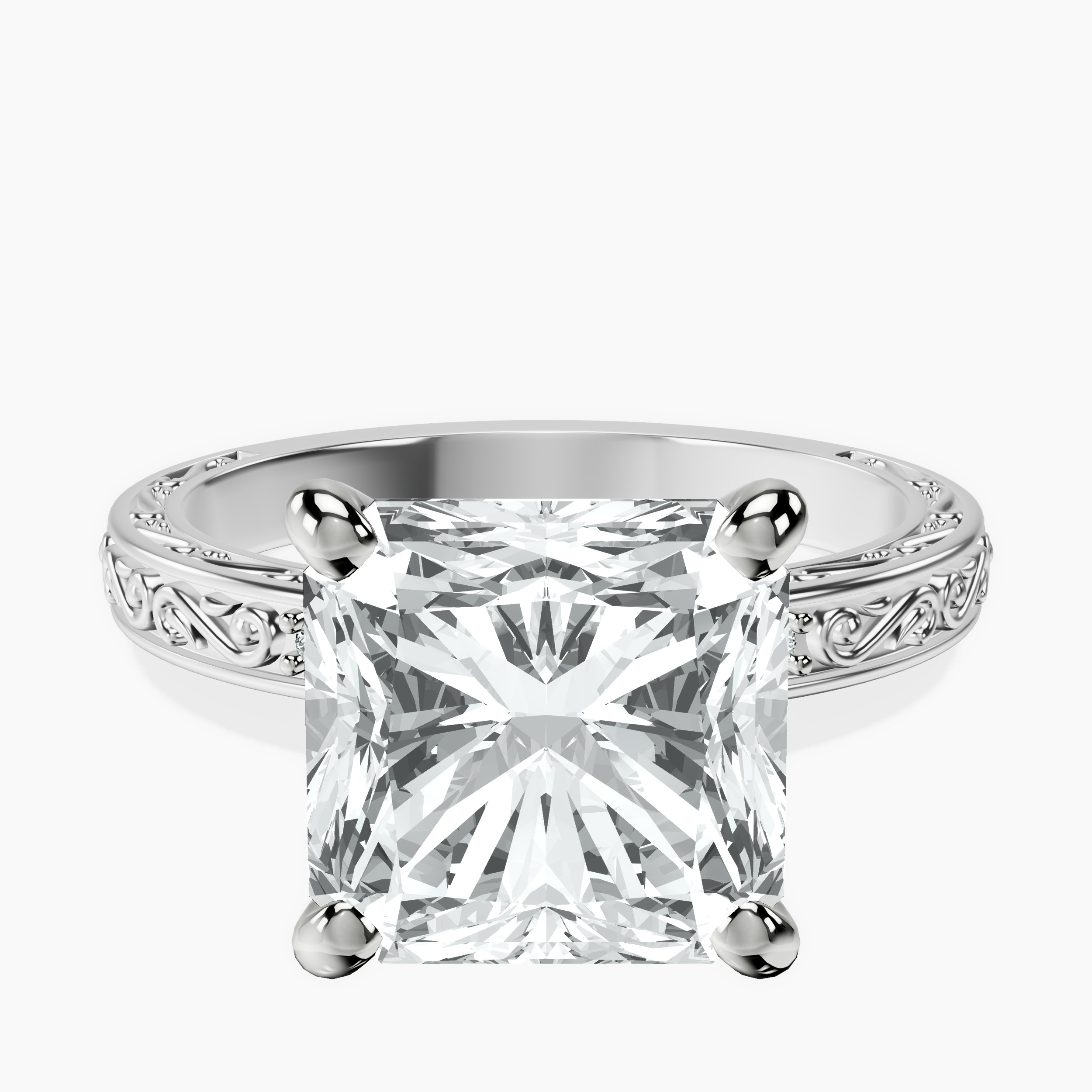 Platinum Antique Allure Vintage Lab Diamond Ring front image