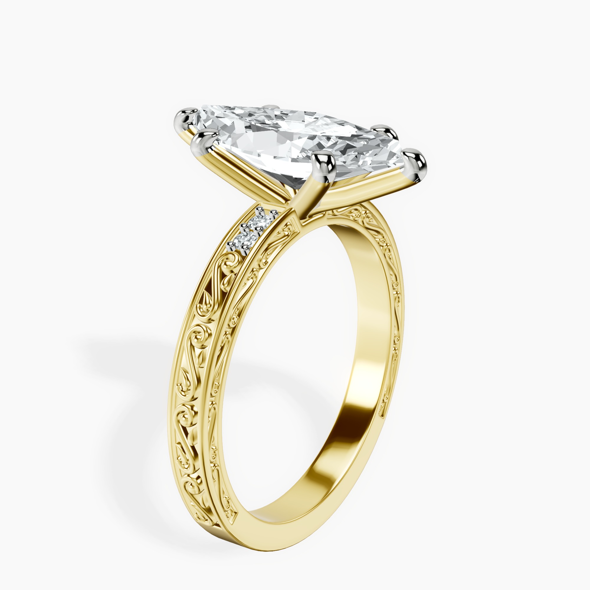 2.99 ct. marquise Antique Allure Vintage Ring in 10kt yellow gold standing product image one