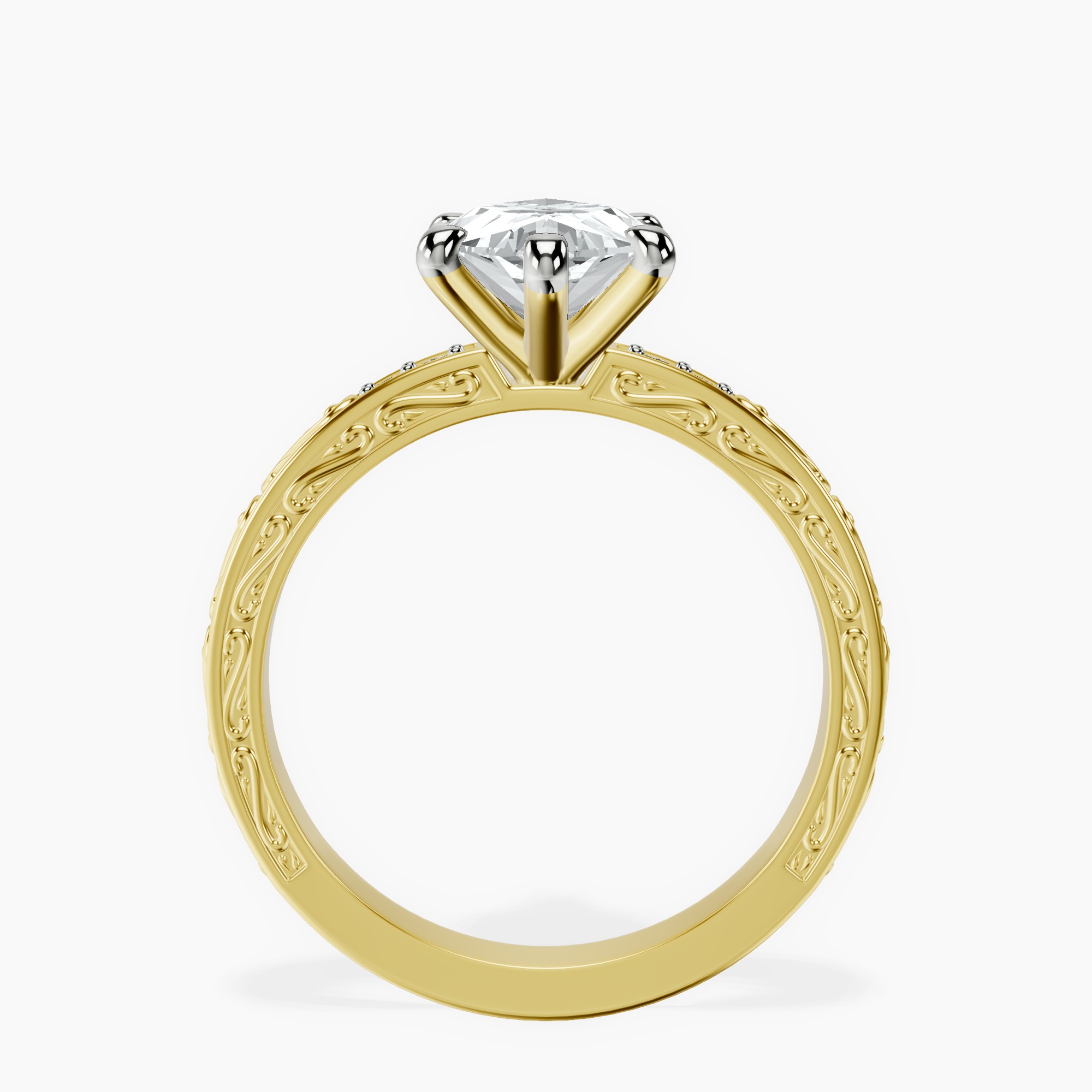 2.99 ct. marquise Antique Allure Vintage Ring in 10kt yellow gold side right image one