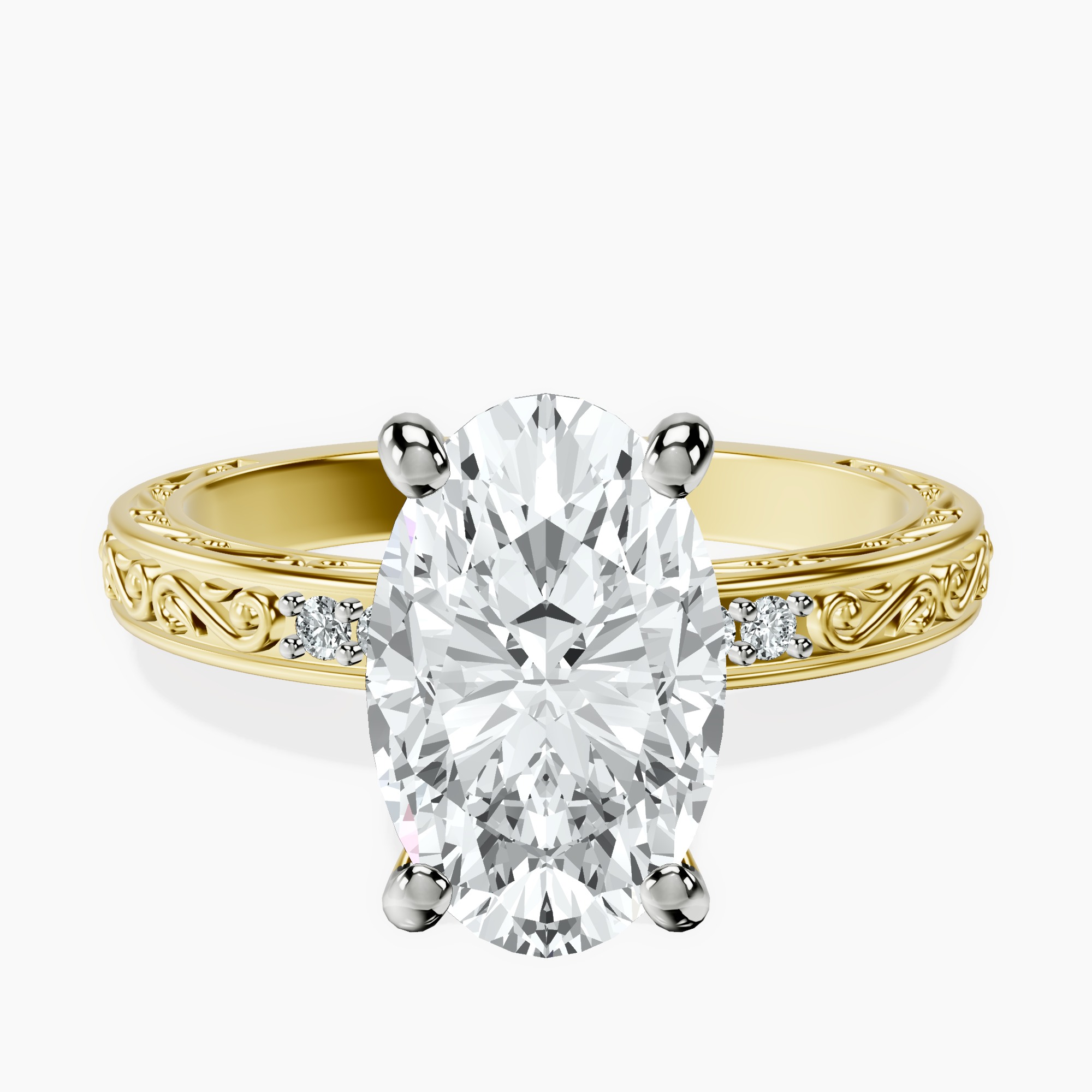 2.44 ct. oval Antique Allure Vintage Ring in 18kt yellow gold rtr top