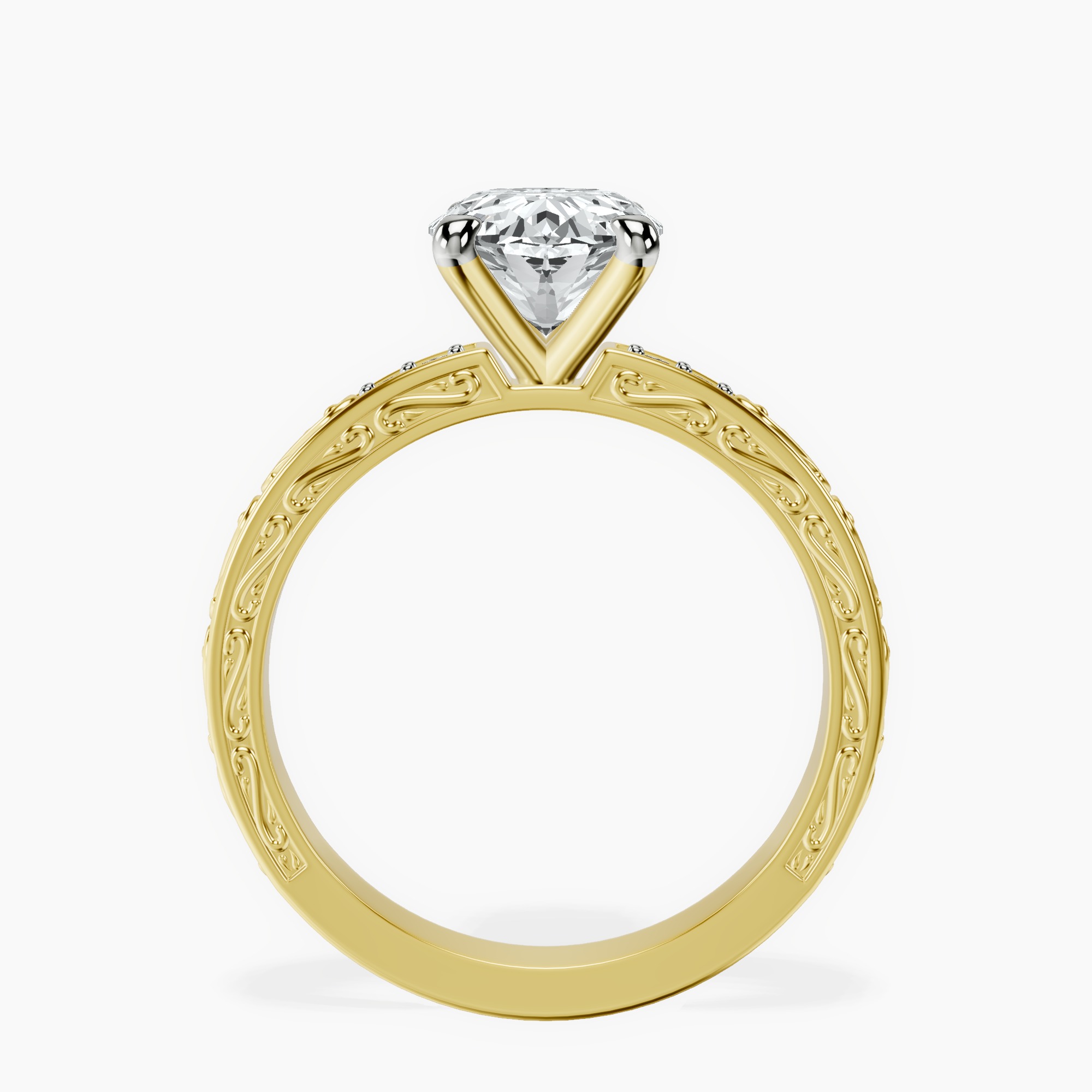 2.44 ct. oval Antique Allure Vintage Ring in 18kt yellow gold side right image one