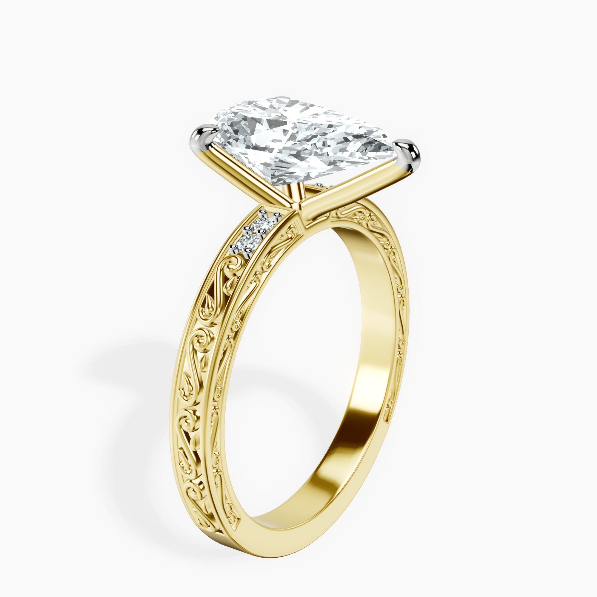 2.96 ct. pear Antique Allure Vintage Ring in 18kt yellow gold standing product image one