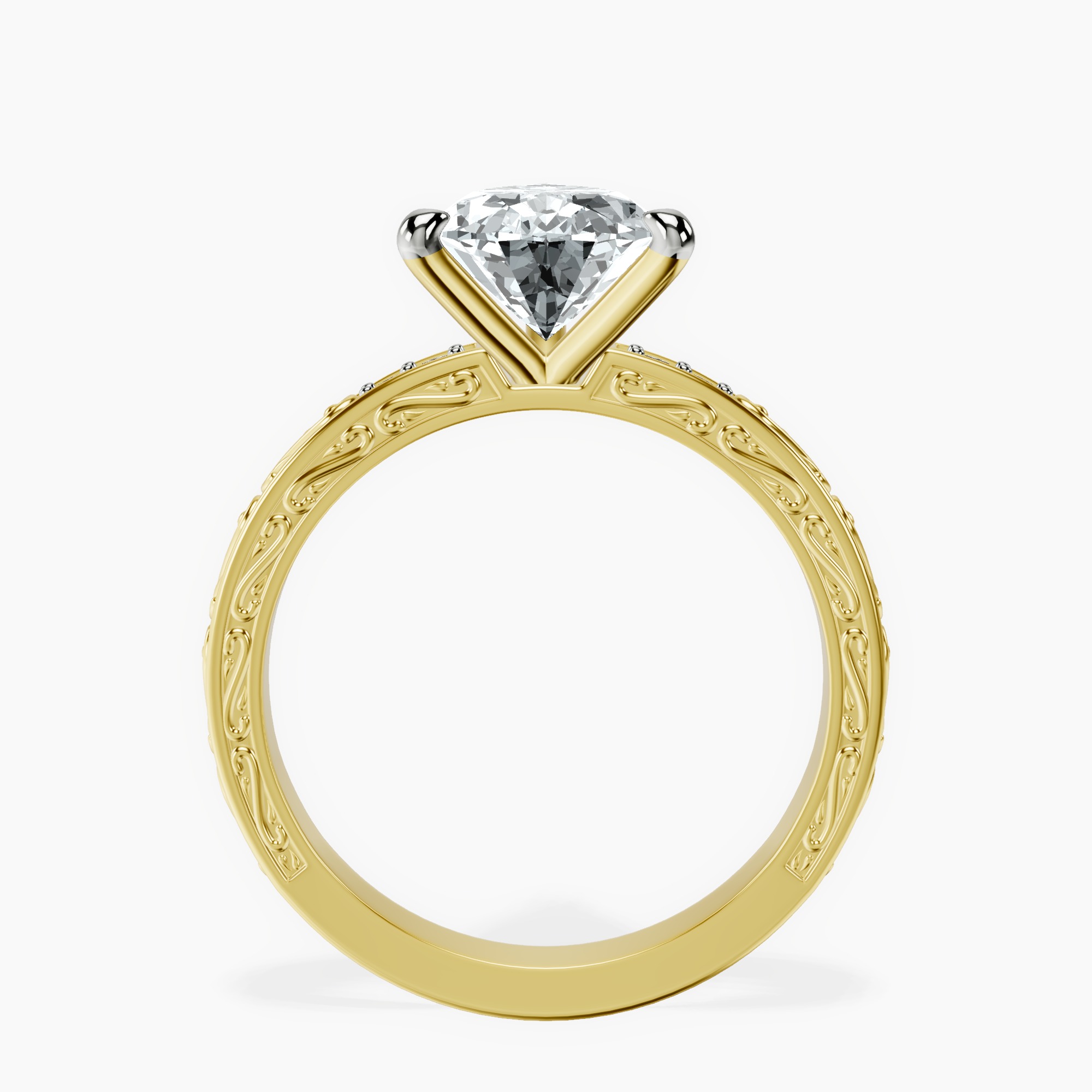 2.96 ct. pear Antique Allure Vintage Ring in 18kt yellow gold side right image one