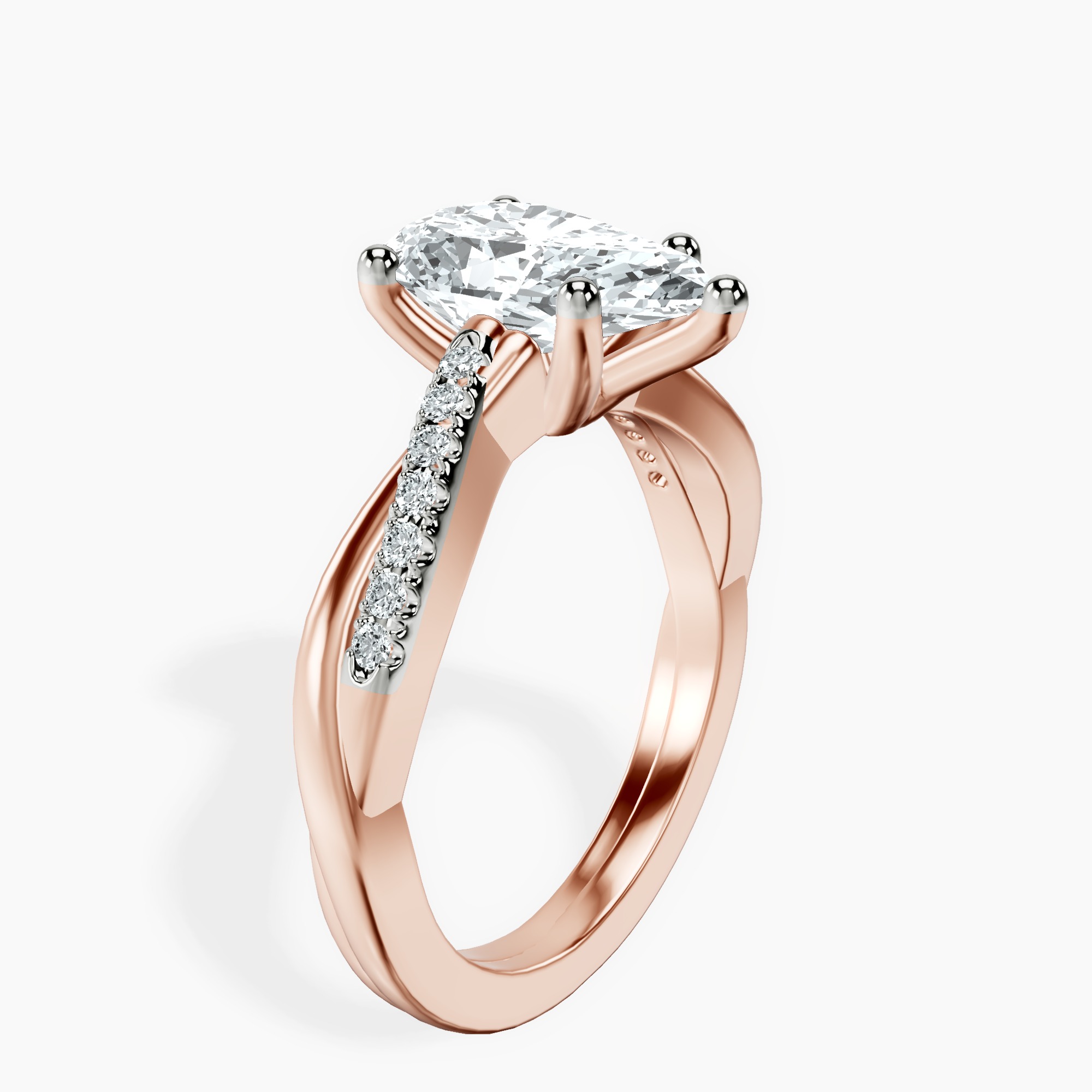2.96 ct. pear Twisted Vine Ring in 14kt rose gold standing product image one
