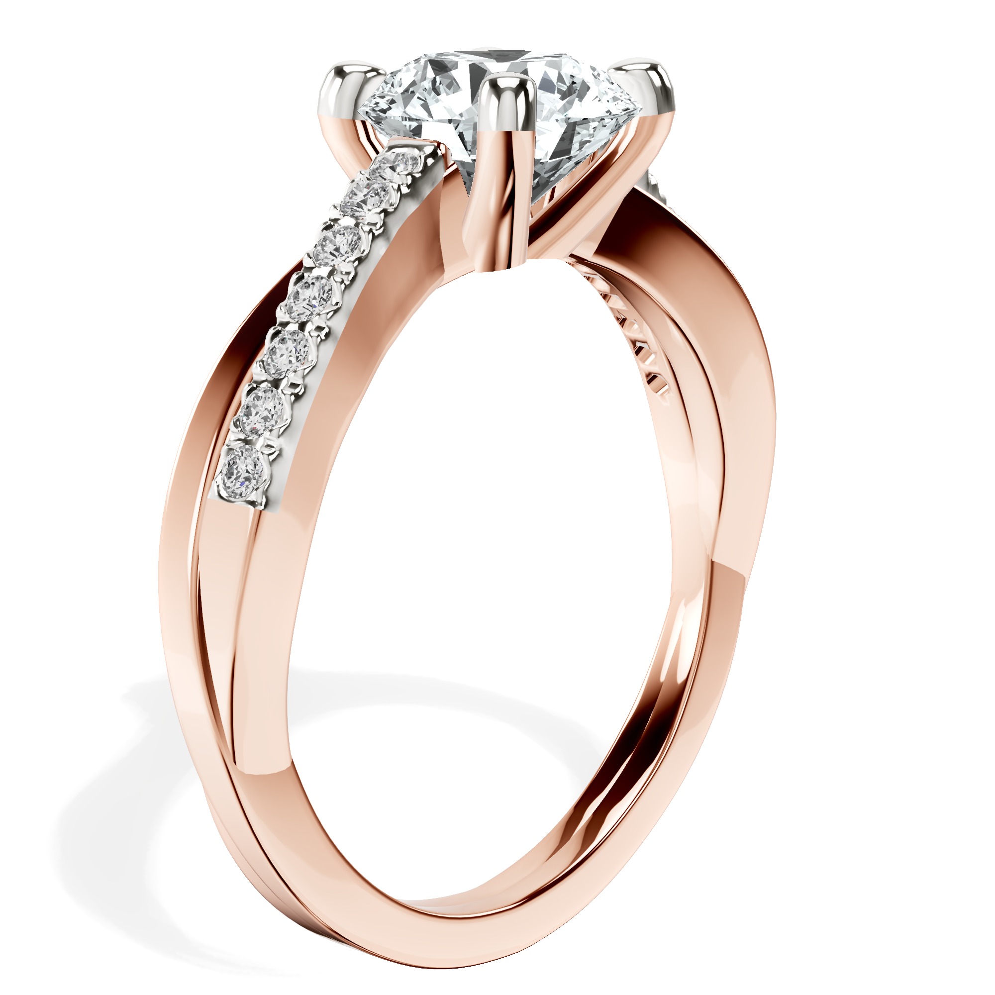 2.04 ct. round Twisted Vine Ring in 14kt rose gold standing product image one