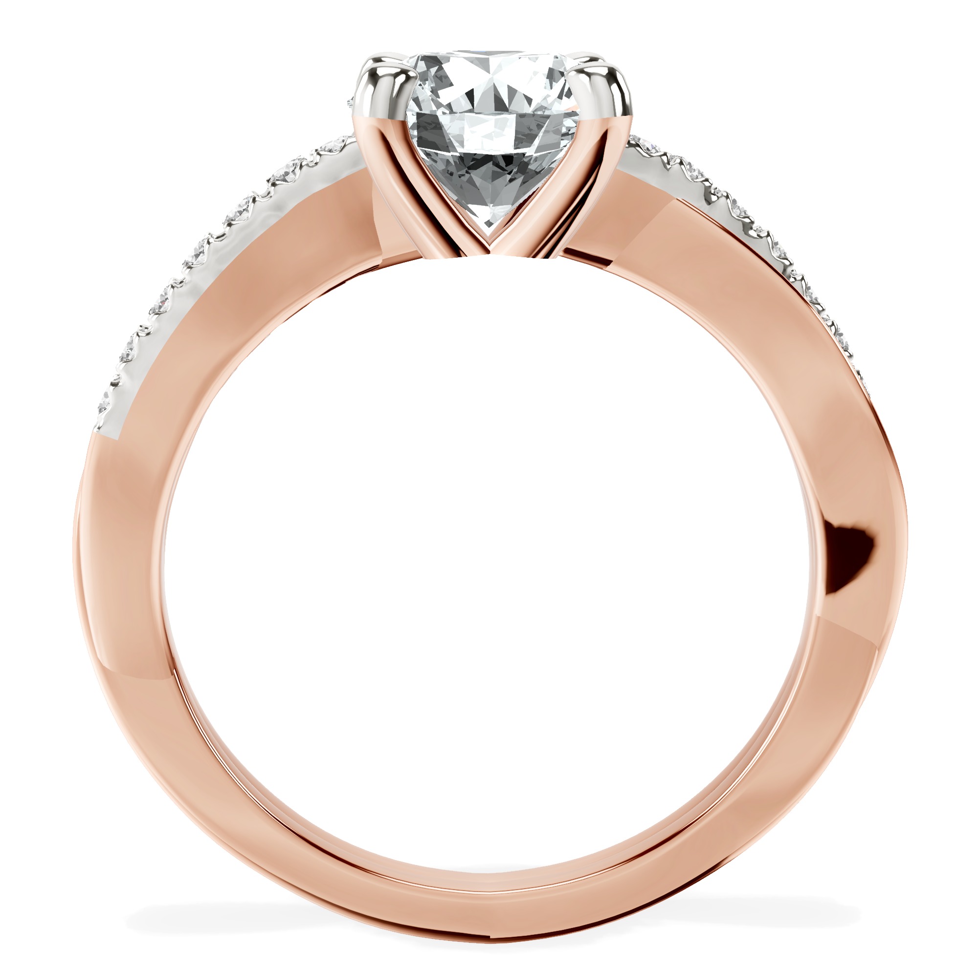 2.04 ct. round Twisted Vine Ring in 14kt rose gold side right image one