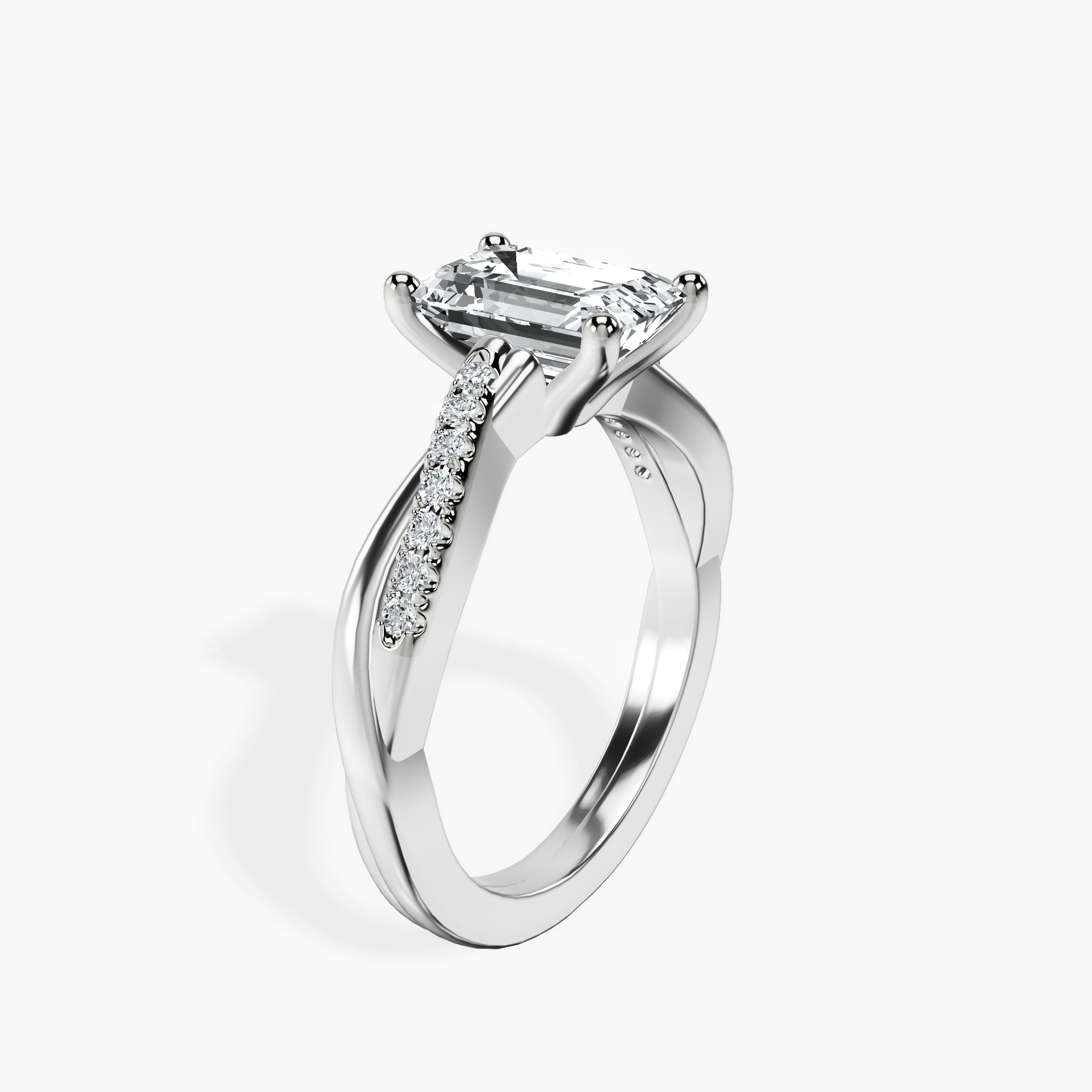 1.48 ct. emerald Twisted Vine Ring in 18kt white gold standing product image one