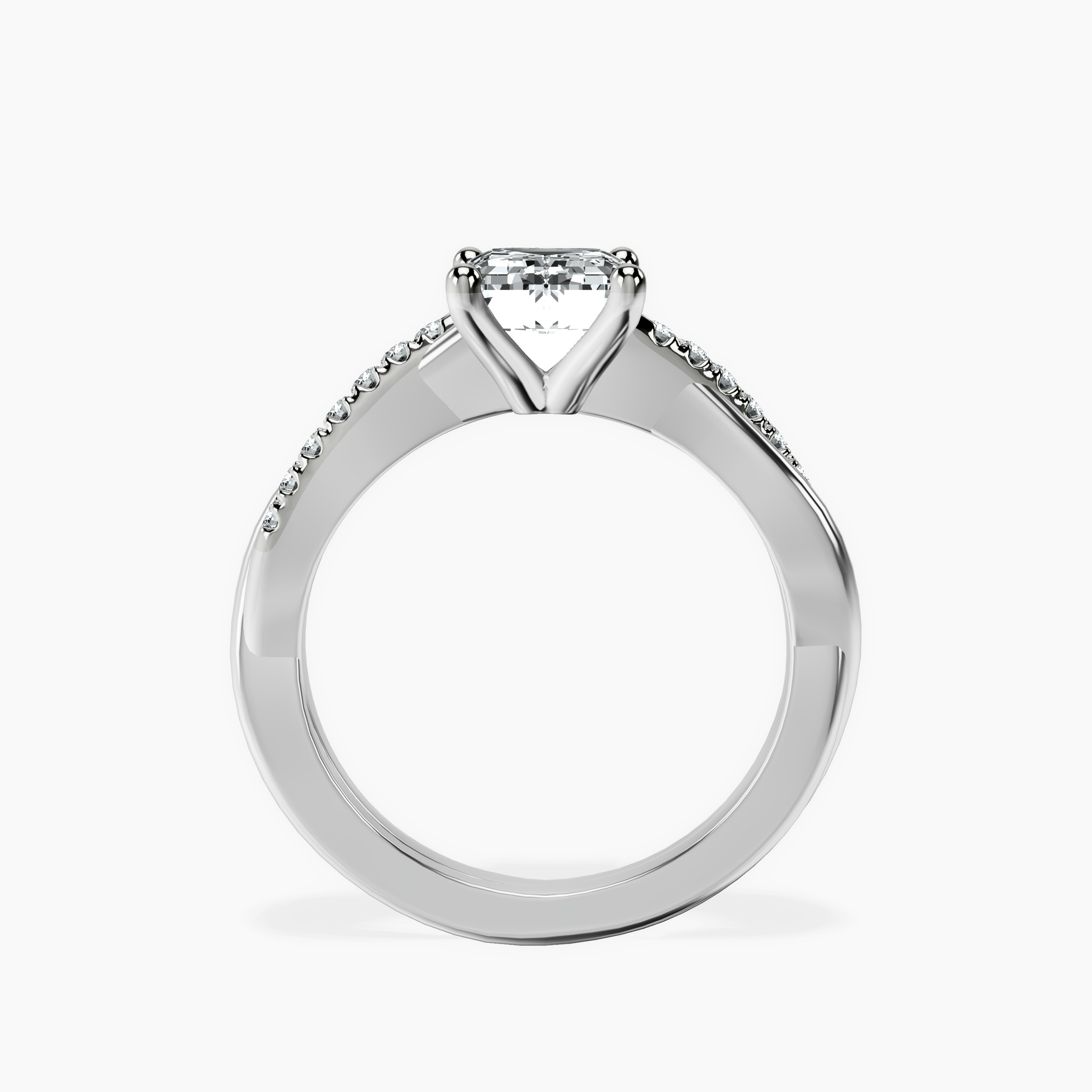 1.48 ct. emerald Twisted Vine Ring in 18kt white gold side right image one