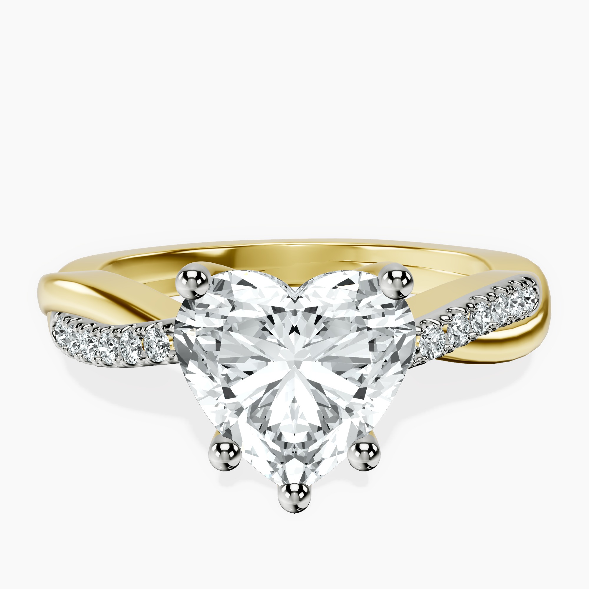 1.29 ct. heart Twisted Vine Ring in 10kt yellow gold rtr top