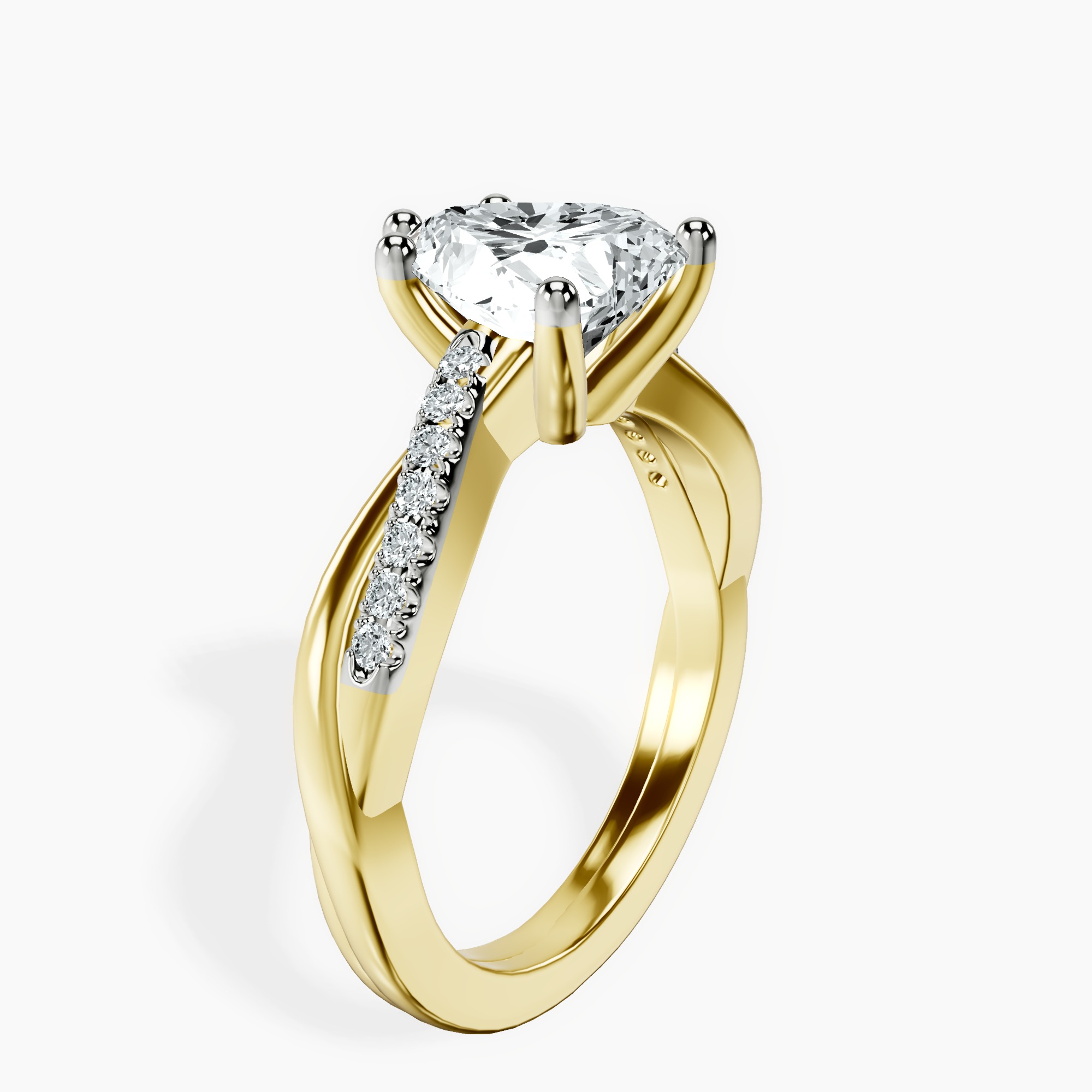 1.29 ct. heart Twisted Vine Ring in 10kt yellow gold standing product image one