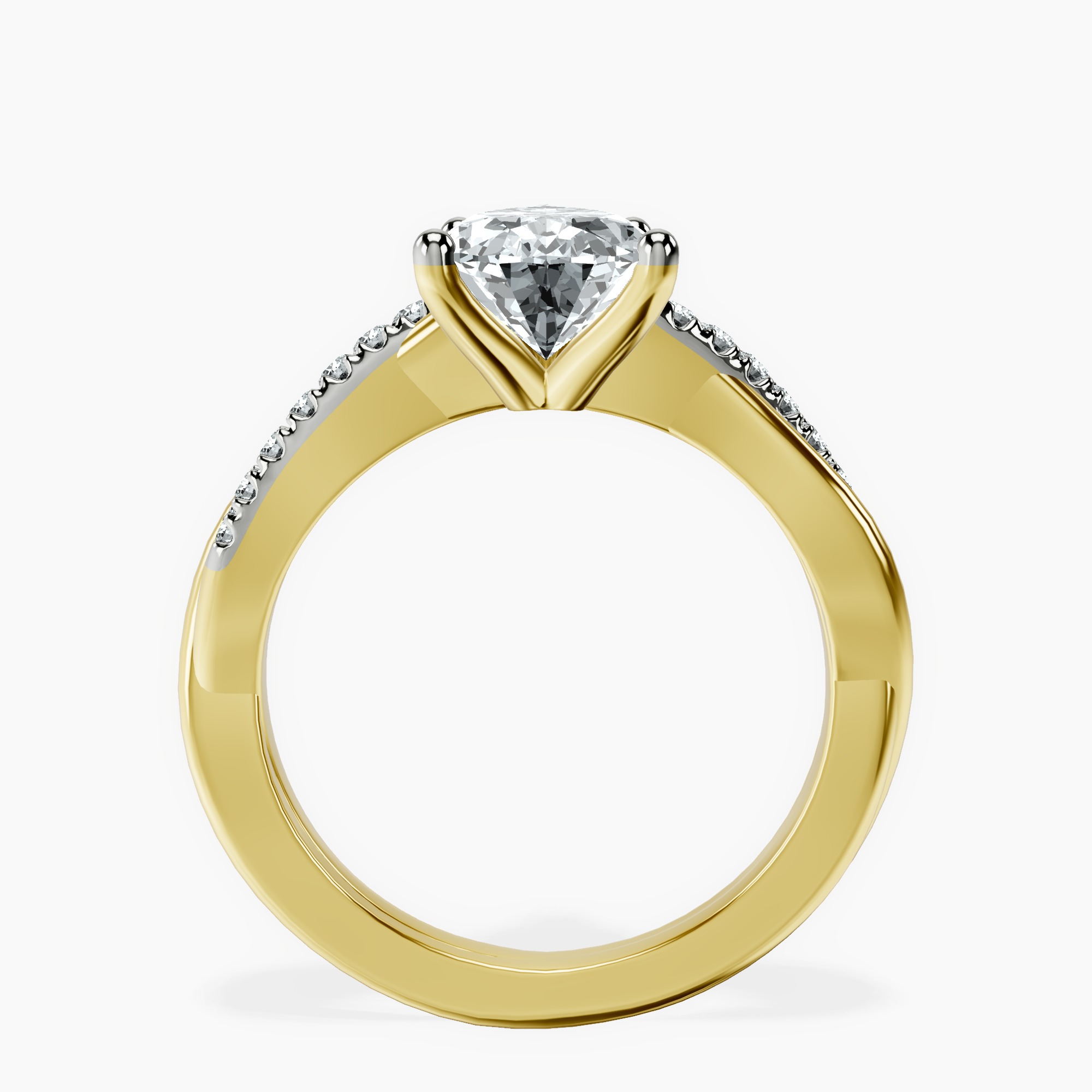 2.96 ct. pear Twisted Vine Ring in 18kt yellow gold side right image one