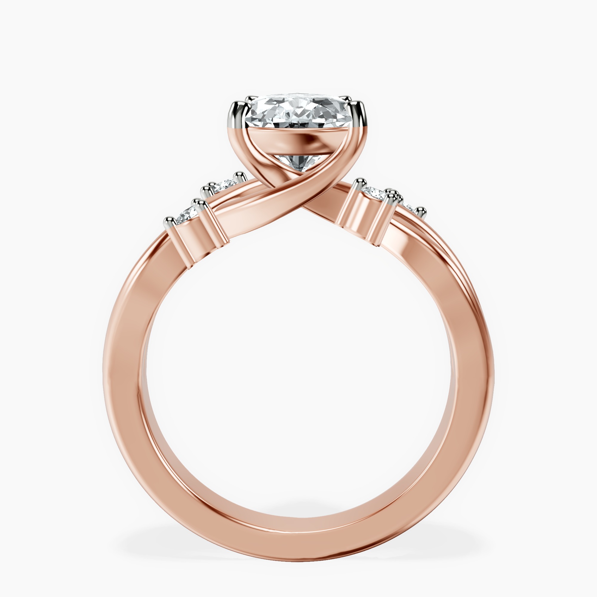 1.34 ct. pear Twisted Blossom Ring in 14kt rose gold side right image one