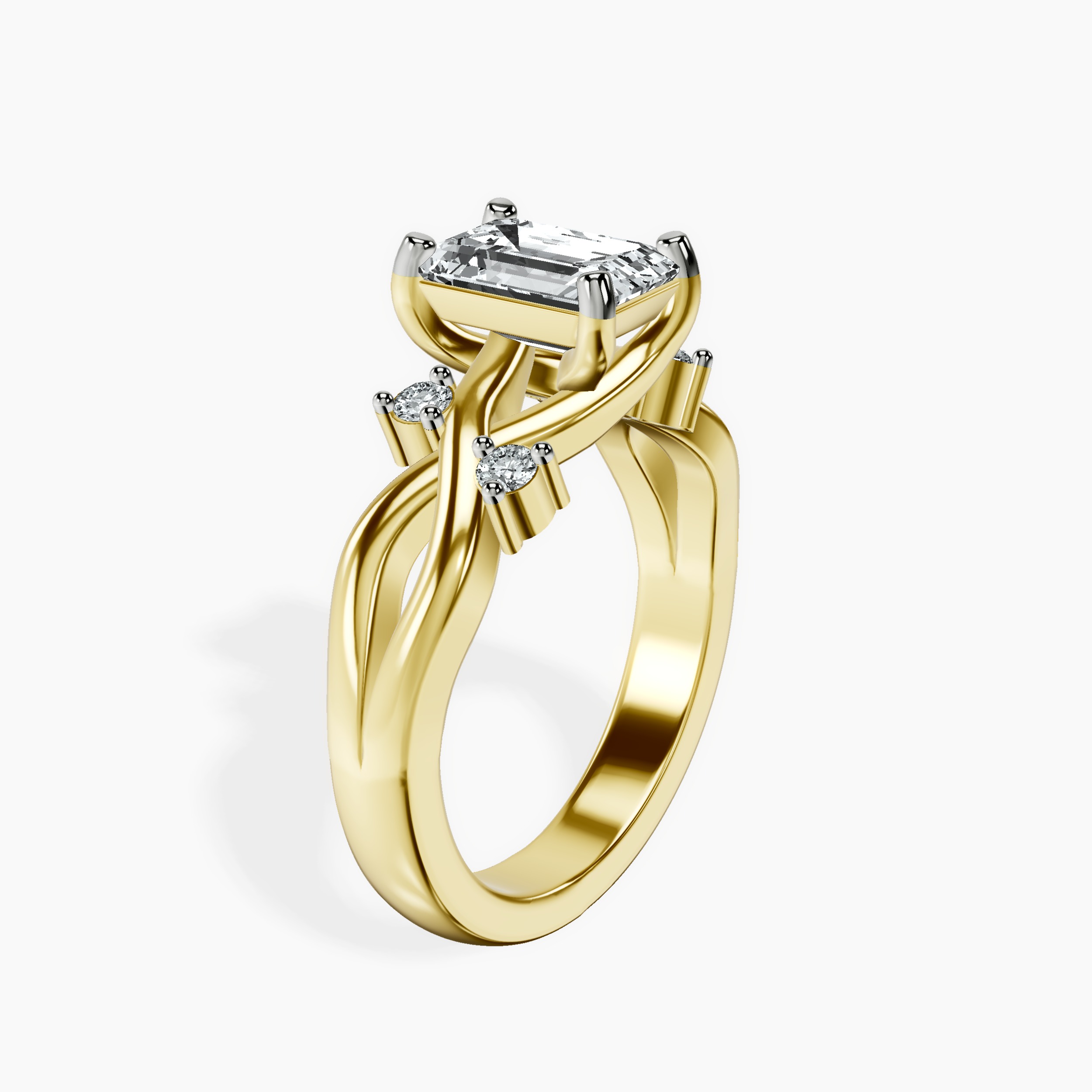 1.48 ct. emerald Twisted Blossom Ring in 10kt yellow gold standing product image one