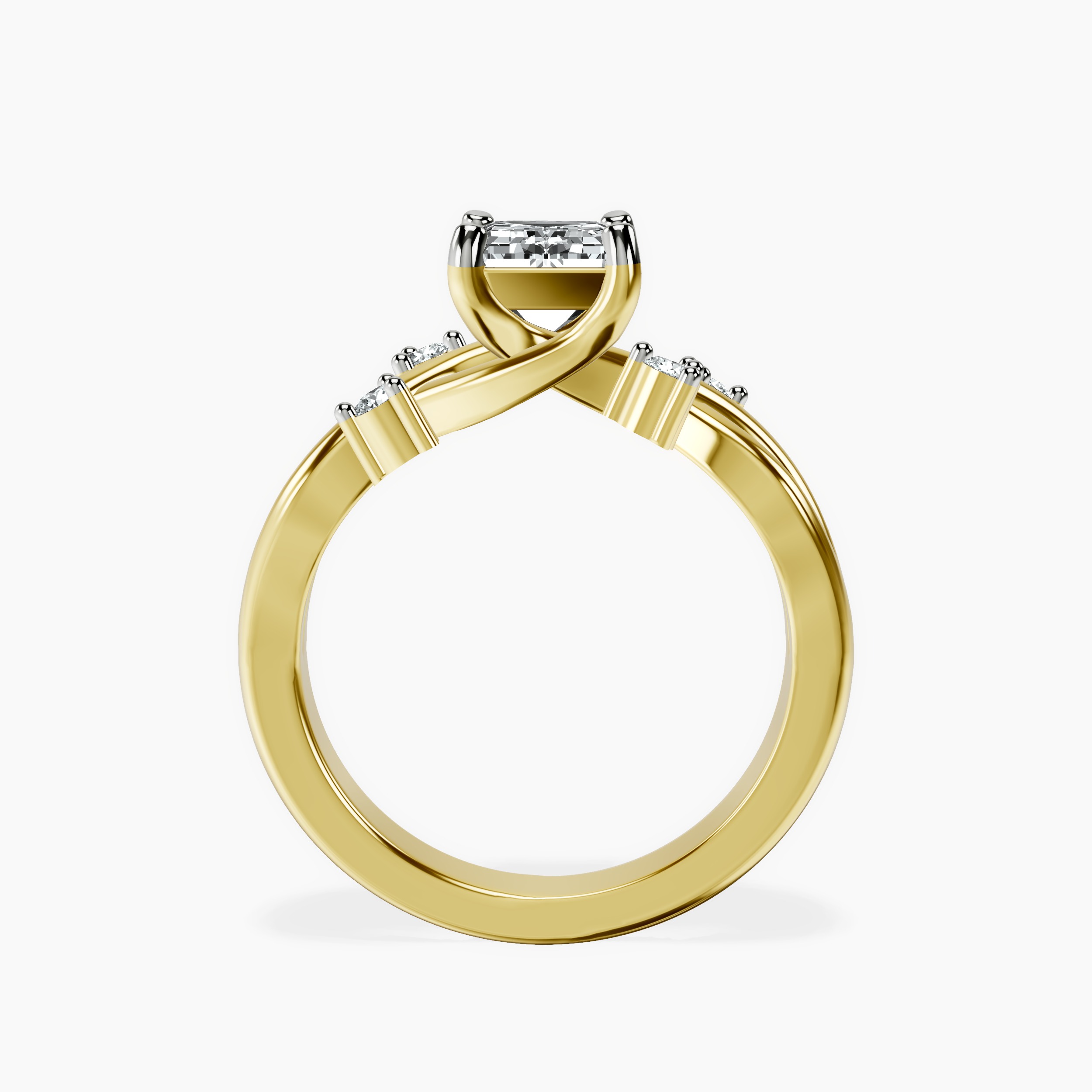 1.48 ct. emerald Twisted Blossom Ring in 10kt yellow gold side right image one