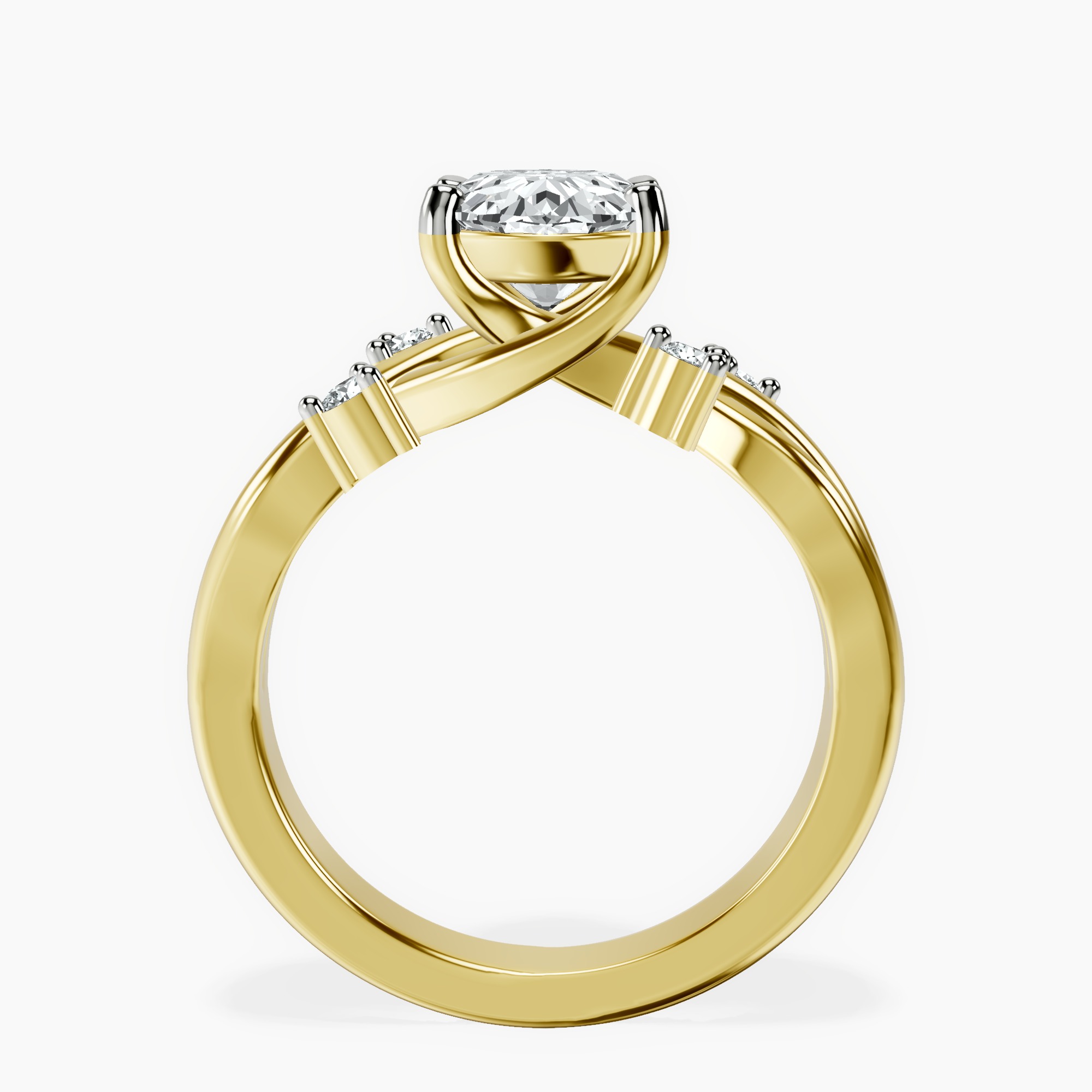 2.40 ct. oval Twisted Blossom Ring in 10kt yellow gold side right image one