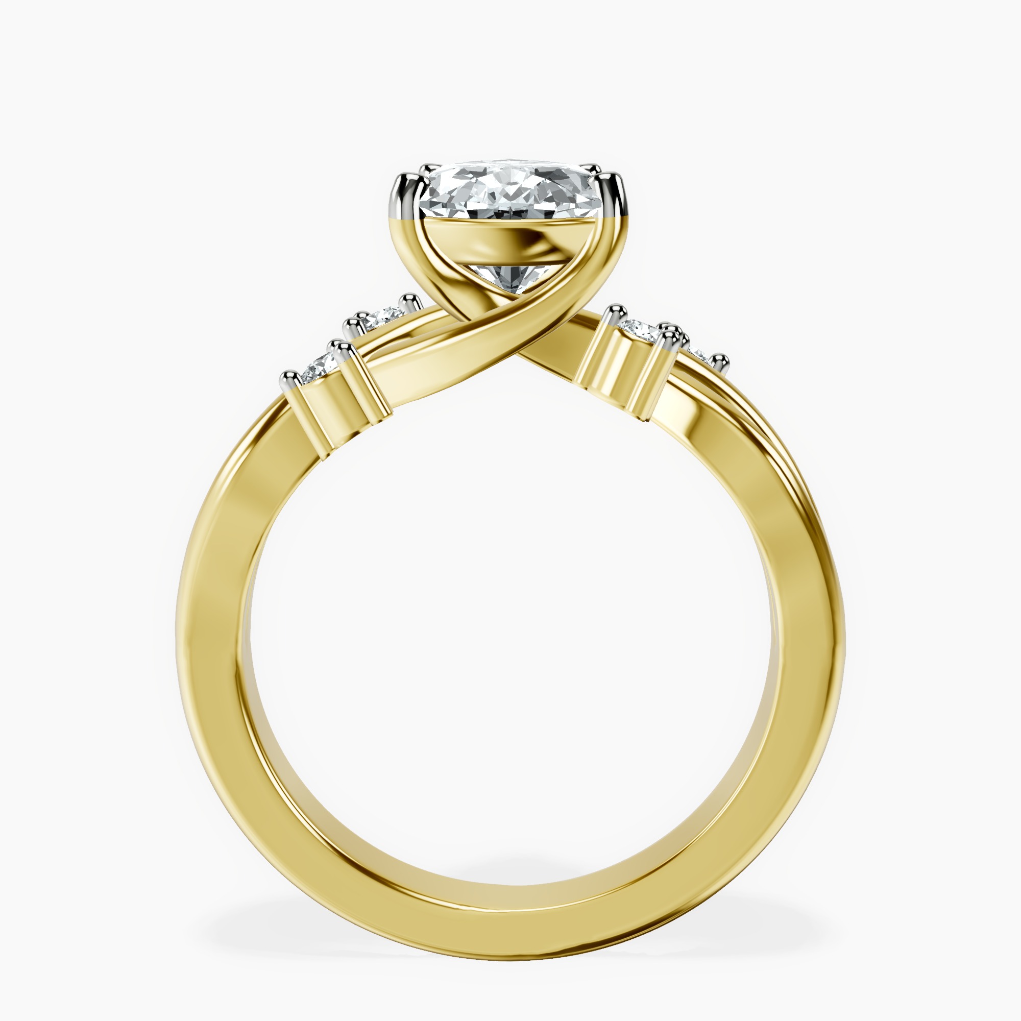 2.59 ct. pear Twisted Blossom Ring in 10kt yellow gold side right image one