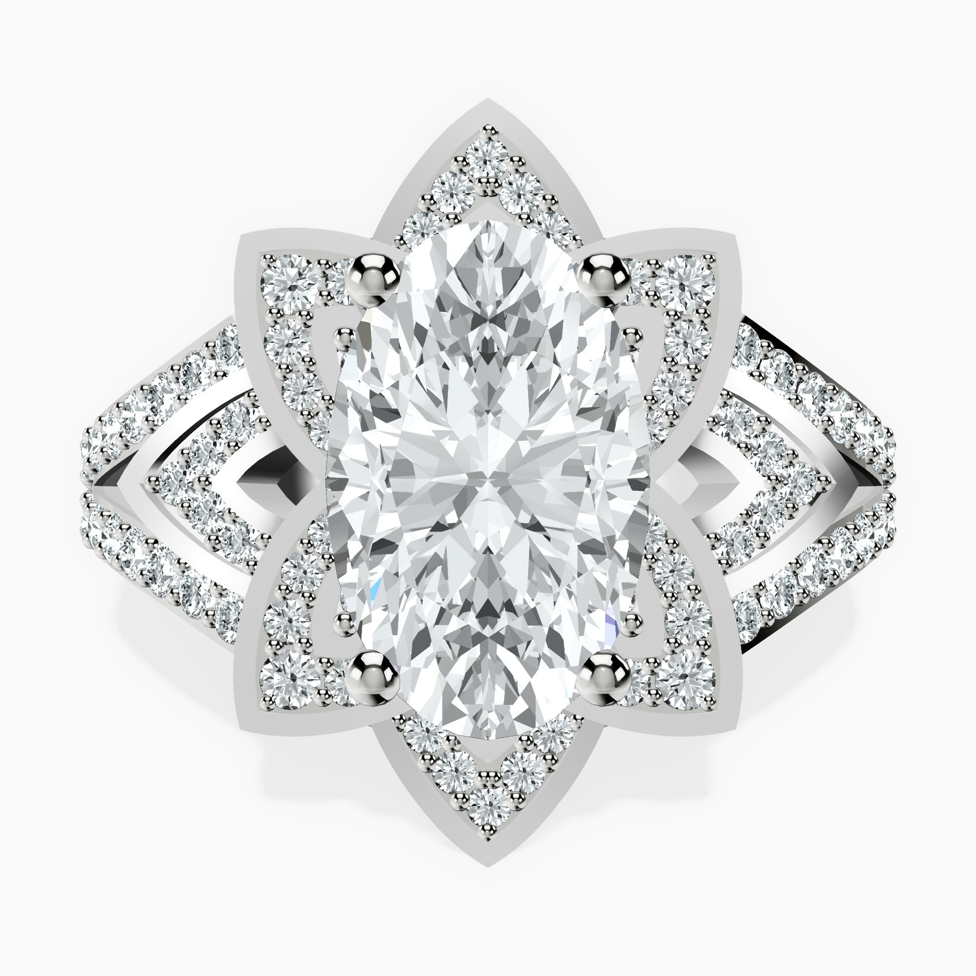 2.90 ct. oval Indigo Vintage Ring in 14kt white gold rtr top