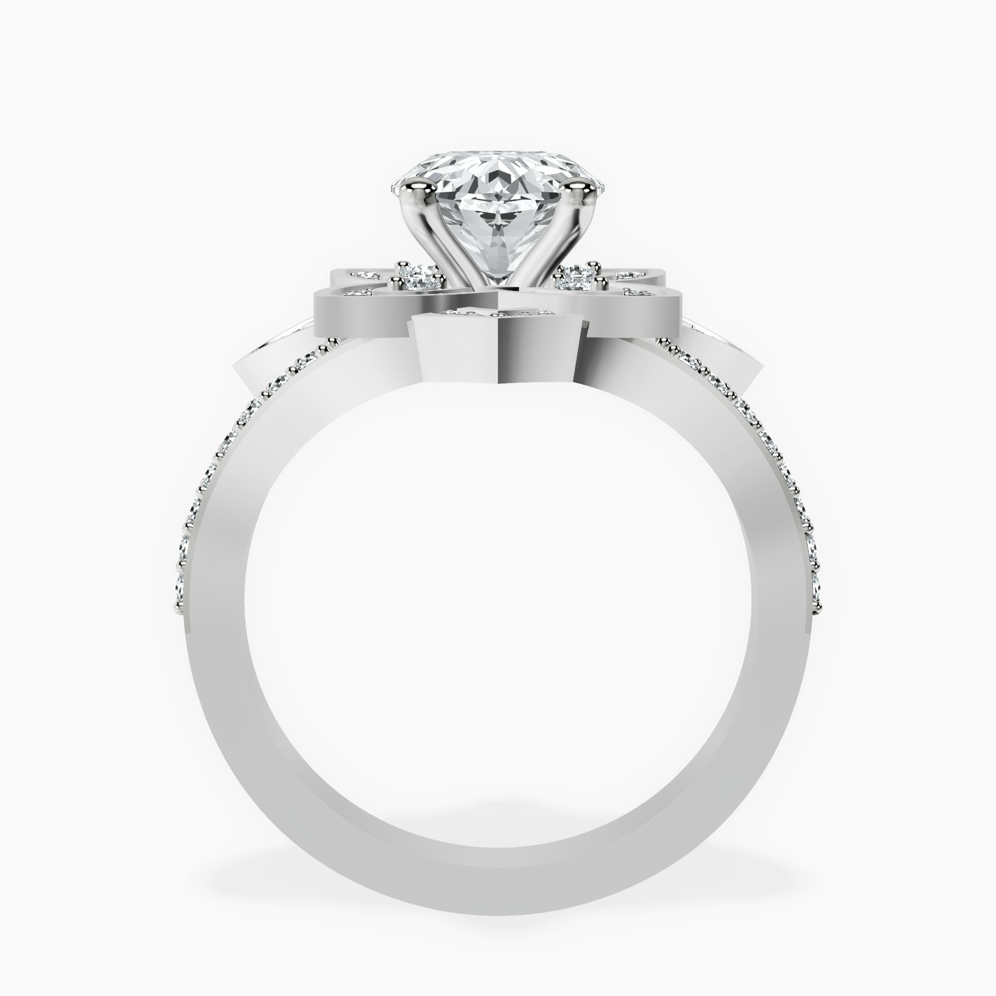 2.90 ct. oval Indigo Vintage Ring in 14kt white gold side right image one