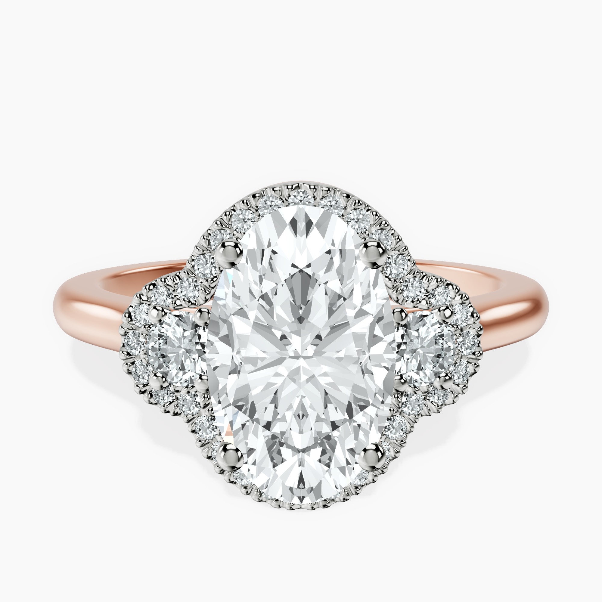 2.40 ct. oval Swirl Halo Ring in 18kt rose gold rtr top