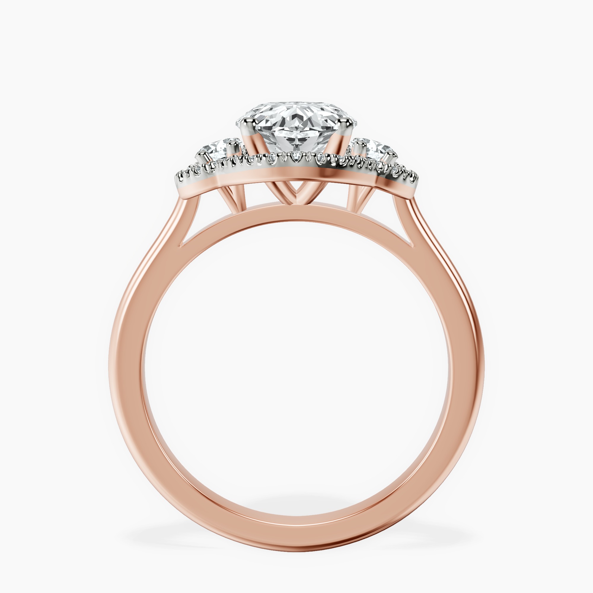 2.40 ct. oval Swirl Halo Ring in 18kt rose gold side right image one