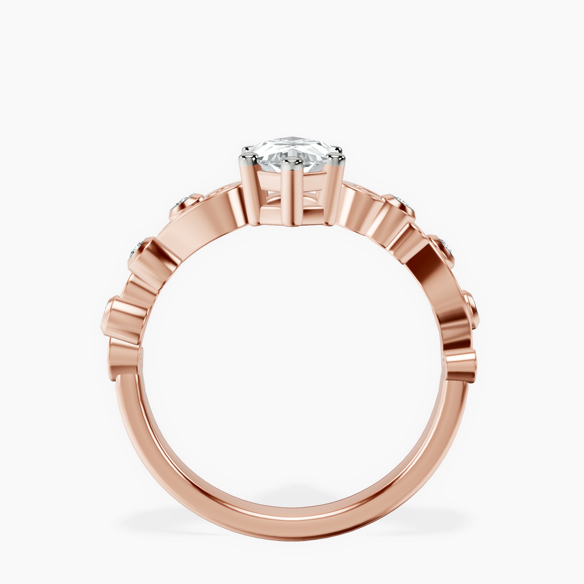 2.73 ct. marquise Catrina Cutwork Ring in 14kt rose gold side right image one