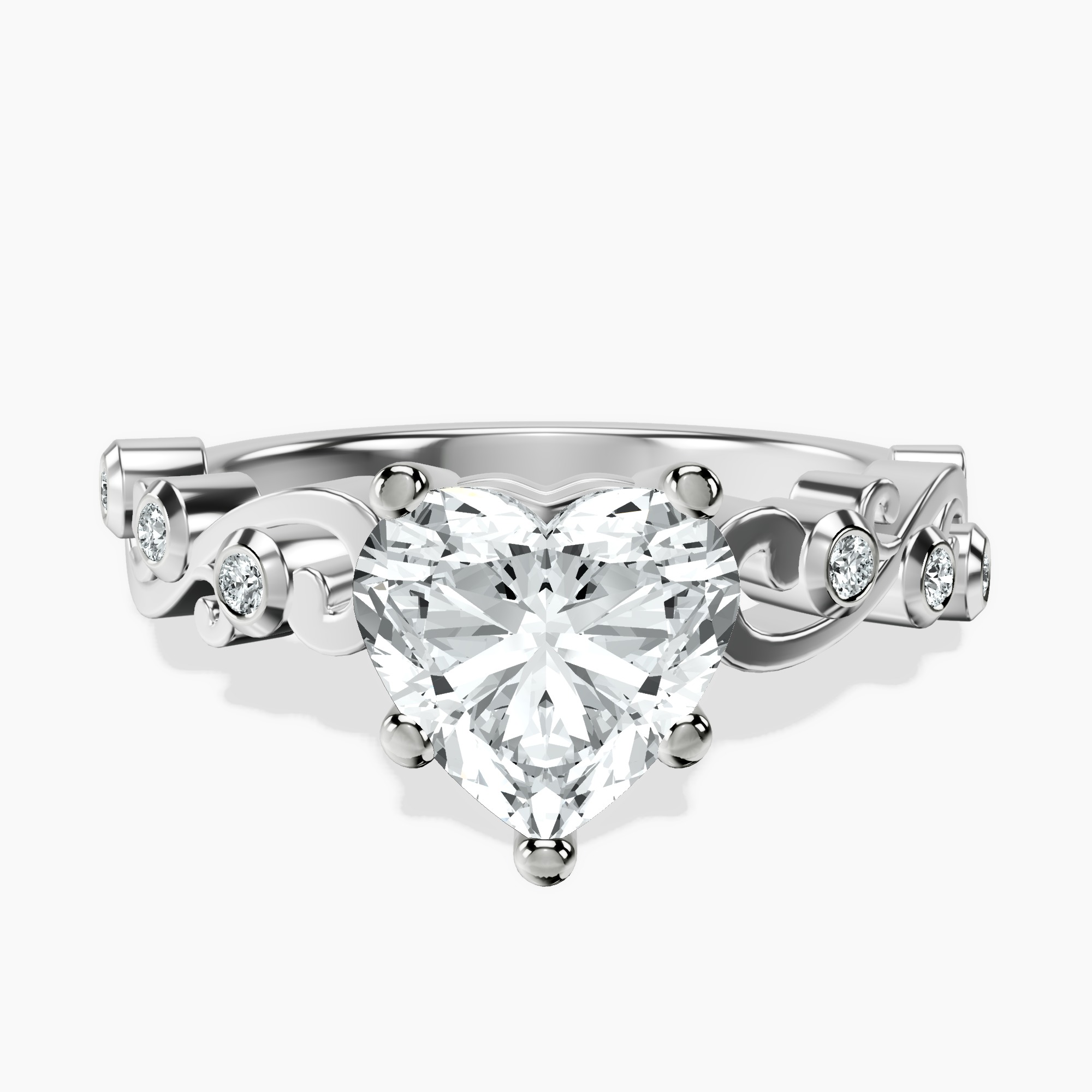 2.71 ct. heart Catrina Cutwork Ring in 10kt white gold rtr top
