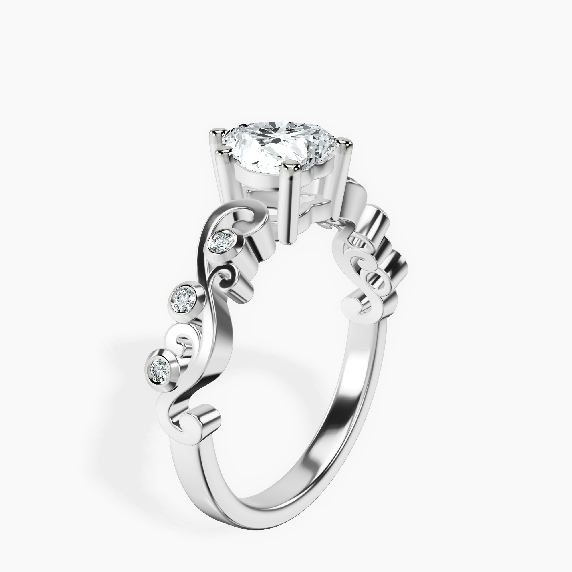 2.71 ct. heart Catrina Cutwork Ring in 10kt white gold standing product image one