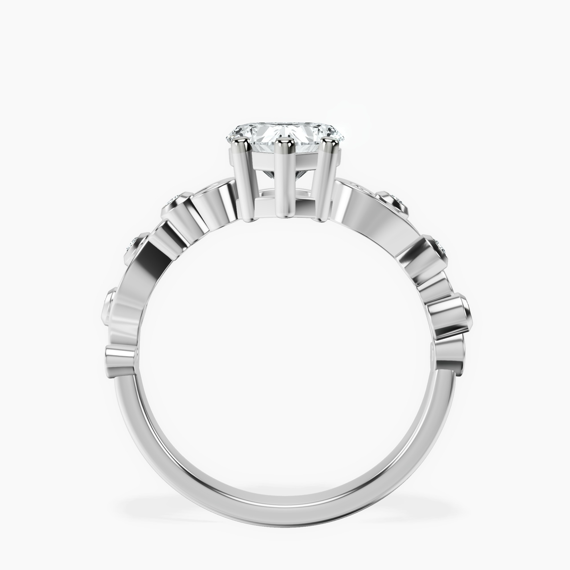 2.71 ct. heart Catrina Cutwork Ring in 10kt white gold side right image one