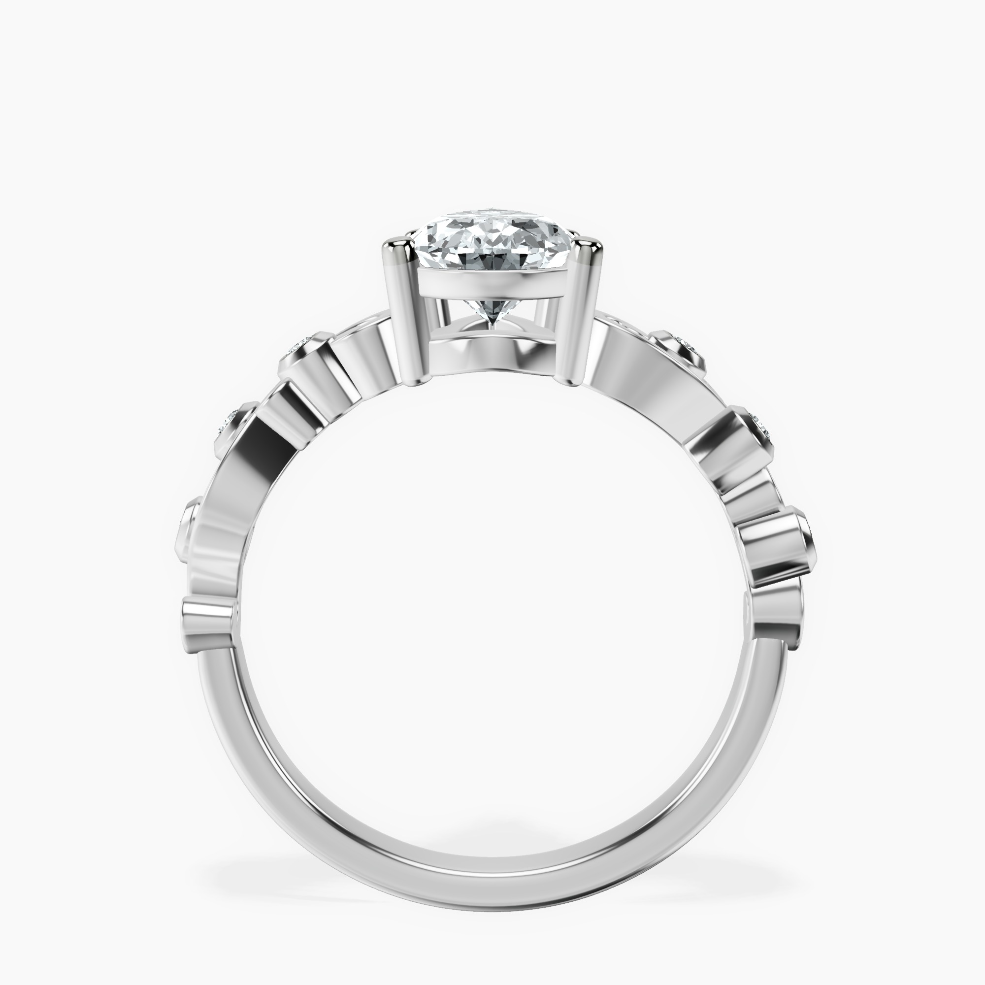 2.96 ct. pear Catrina Cutwork Ring in 14kt white gold side right image one