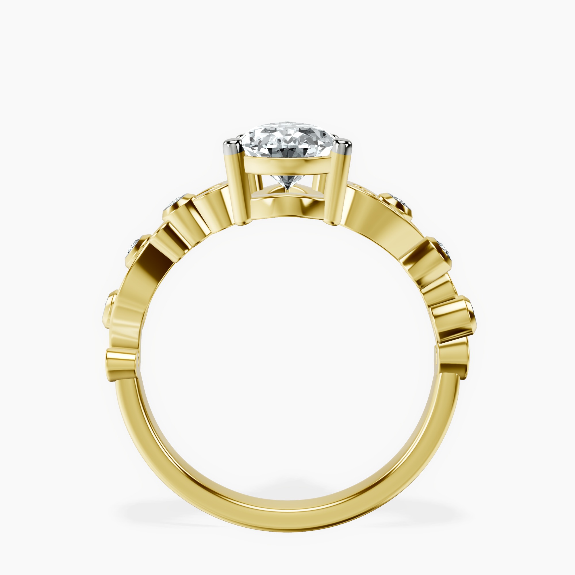 2.96 ct. pear Catrina Cutwork Ring in 10kt yellow gold side right image one