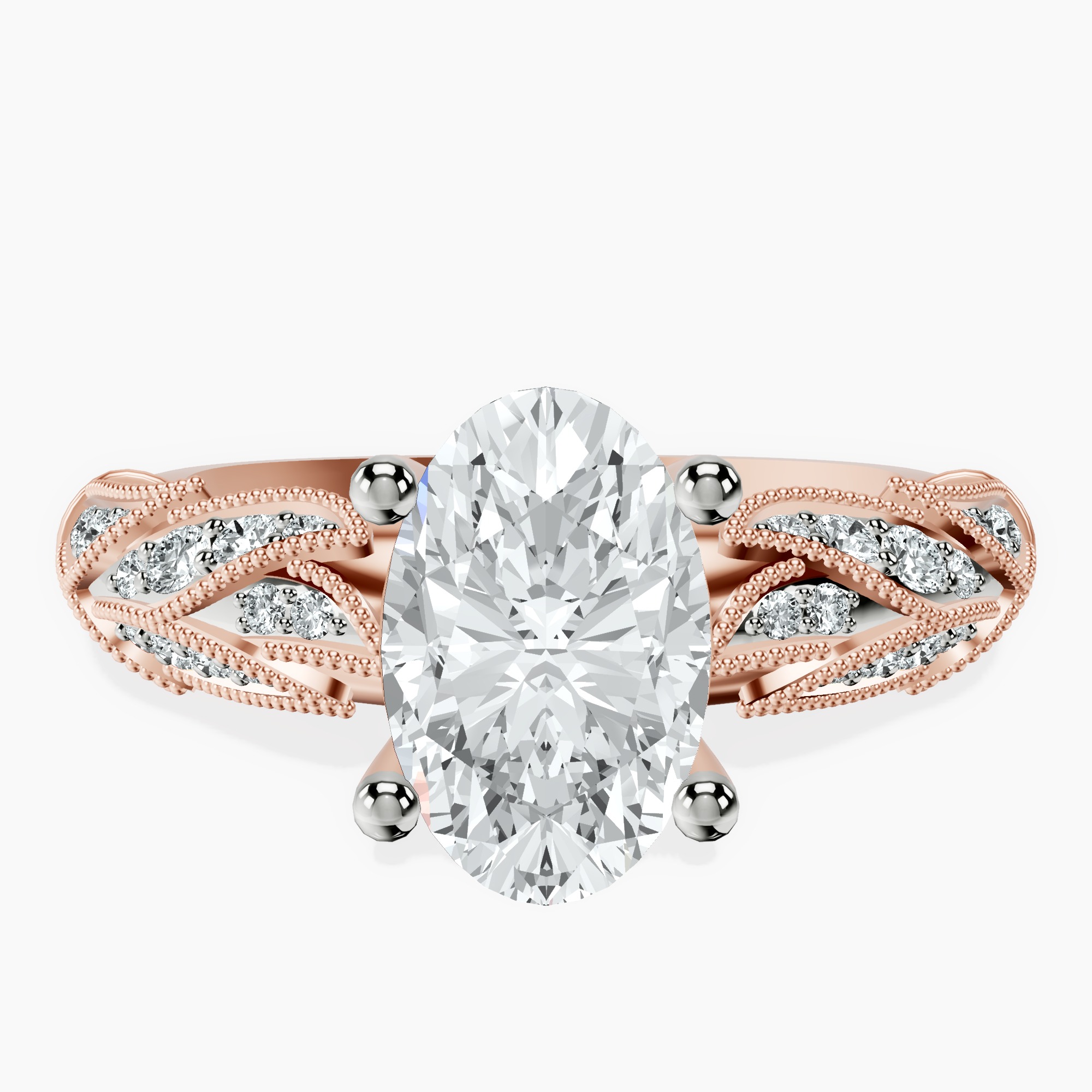 1.37 ct. oval Vintage Willow Ring in 14kt rose gold rtr top
