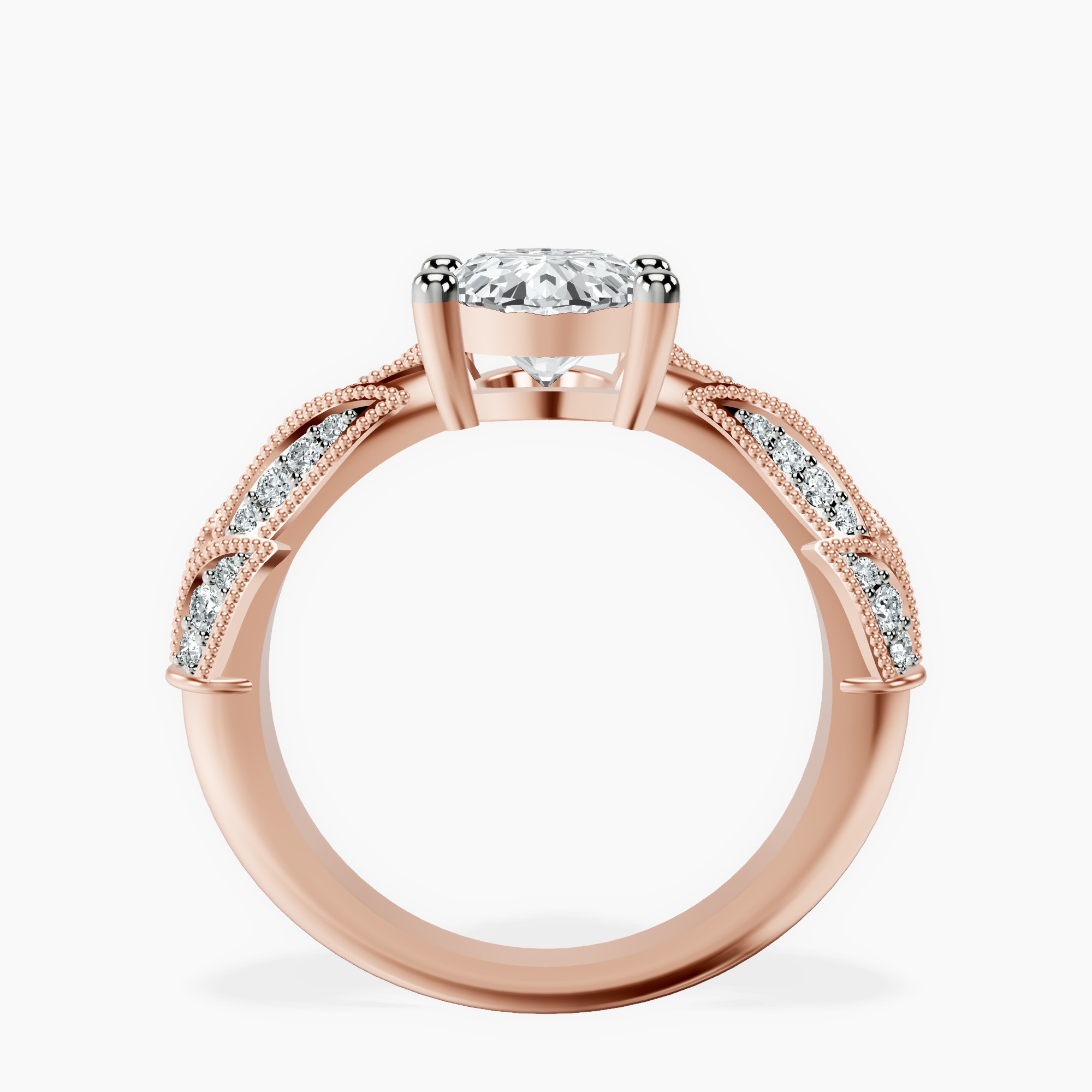 1.37 ct. oval Vintage Willow Ring in 14kt rose gold side right image one