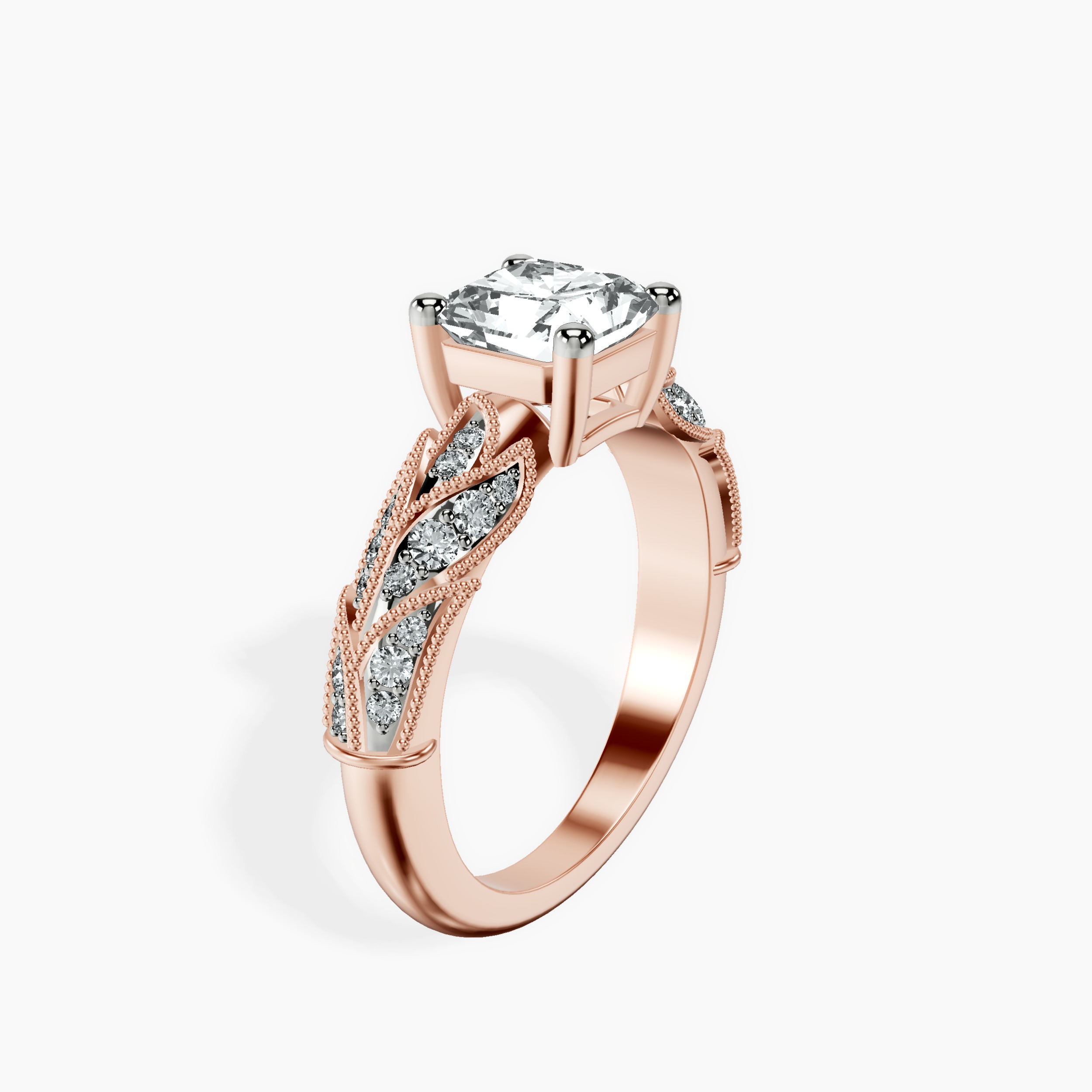 2.94 ct. radiant Vintage Willow Ring in 10kt rose gold standing product image one