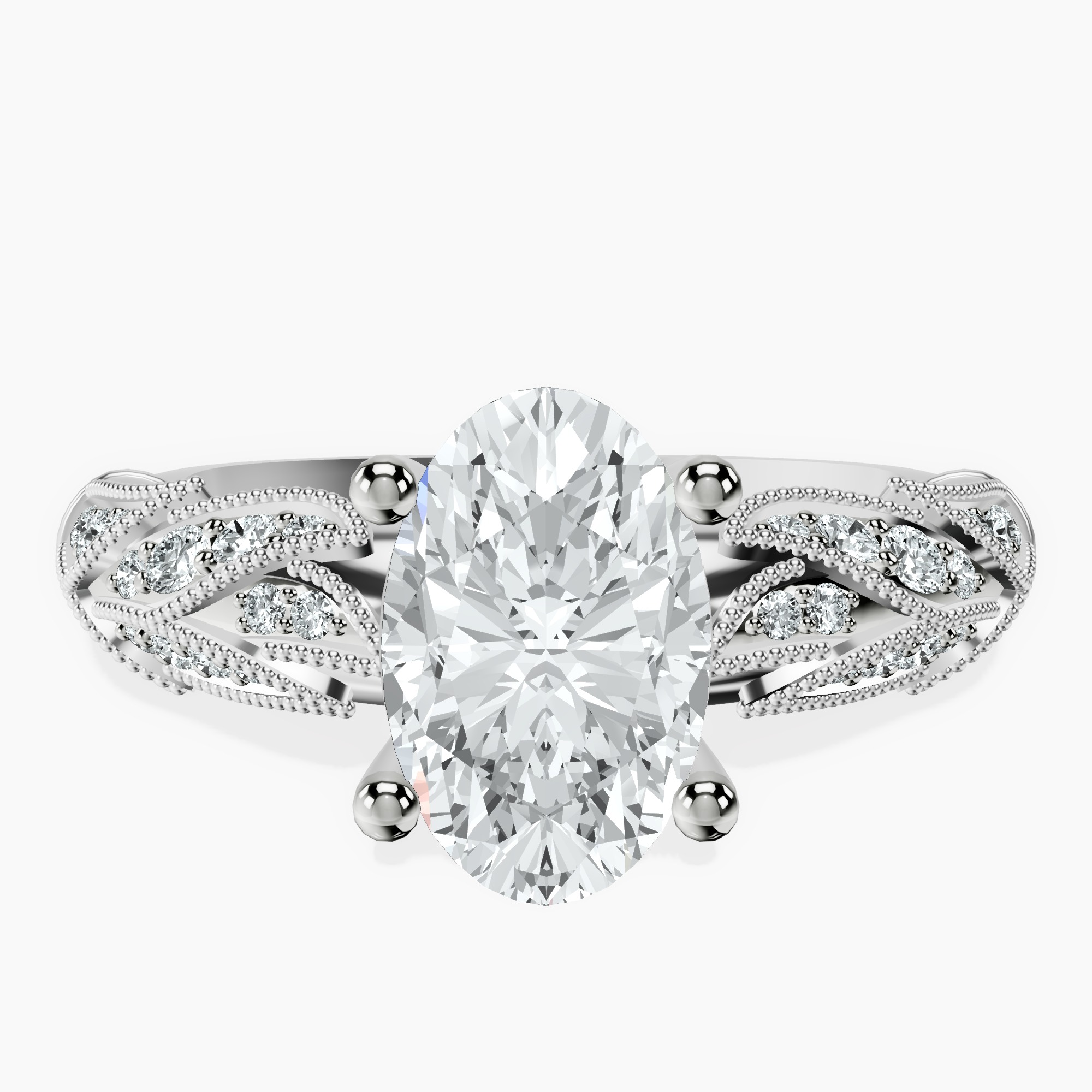 2.44 ct. oval Vintage Willow Ring in 14kt white gold rtr top