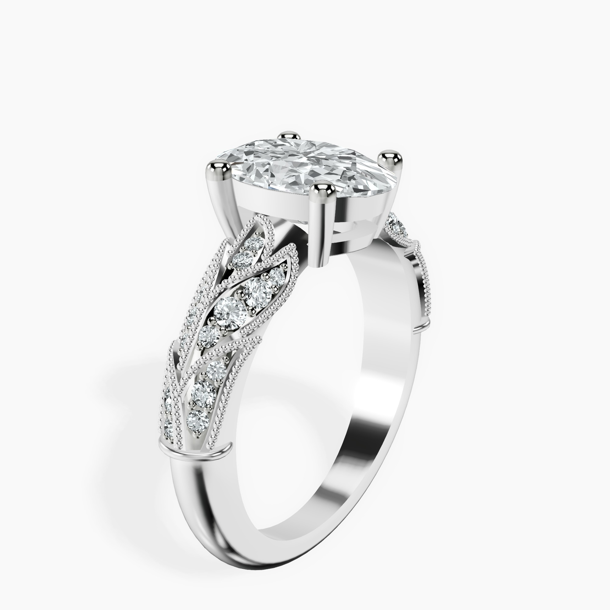 2.44 ct. oval Vintage Willow Ring in 14kt white gold standing product image one
