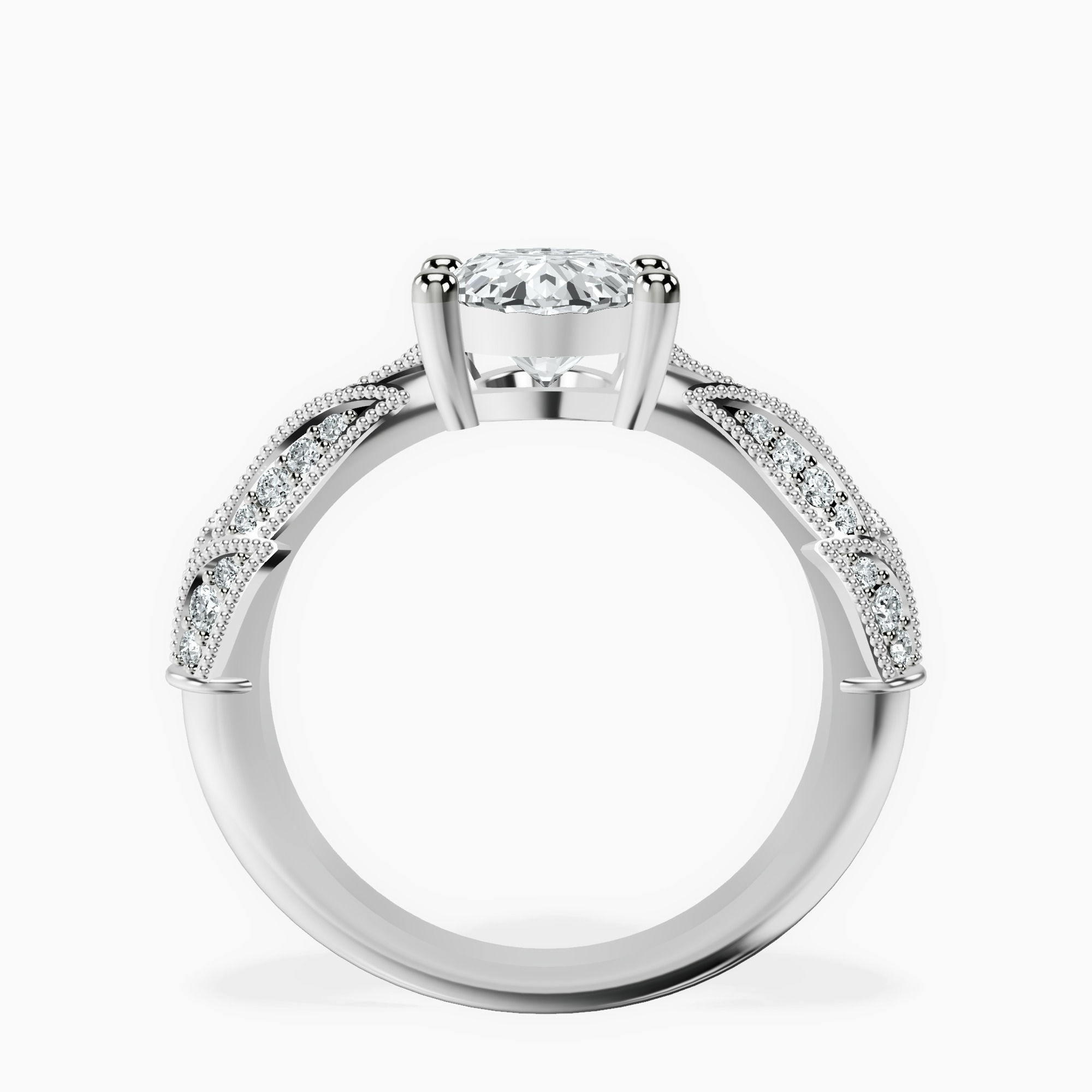 2.44 ct. oval Vintage Willow Ring in 14kt white gold side right image one