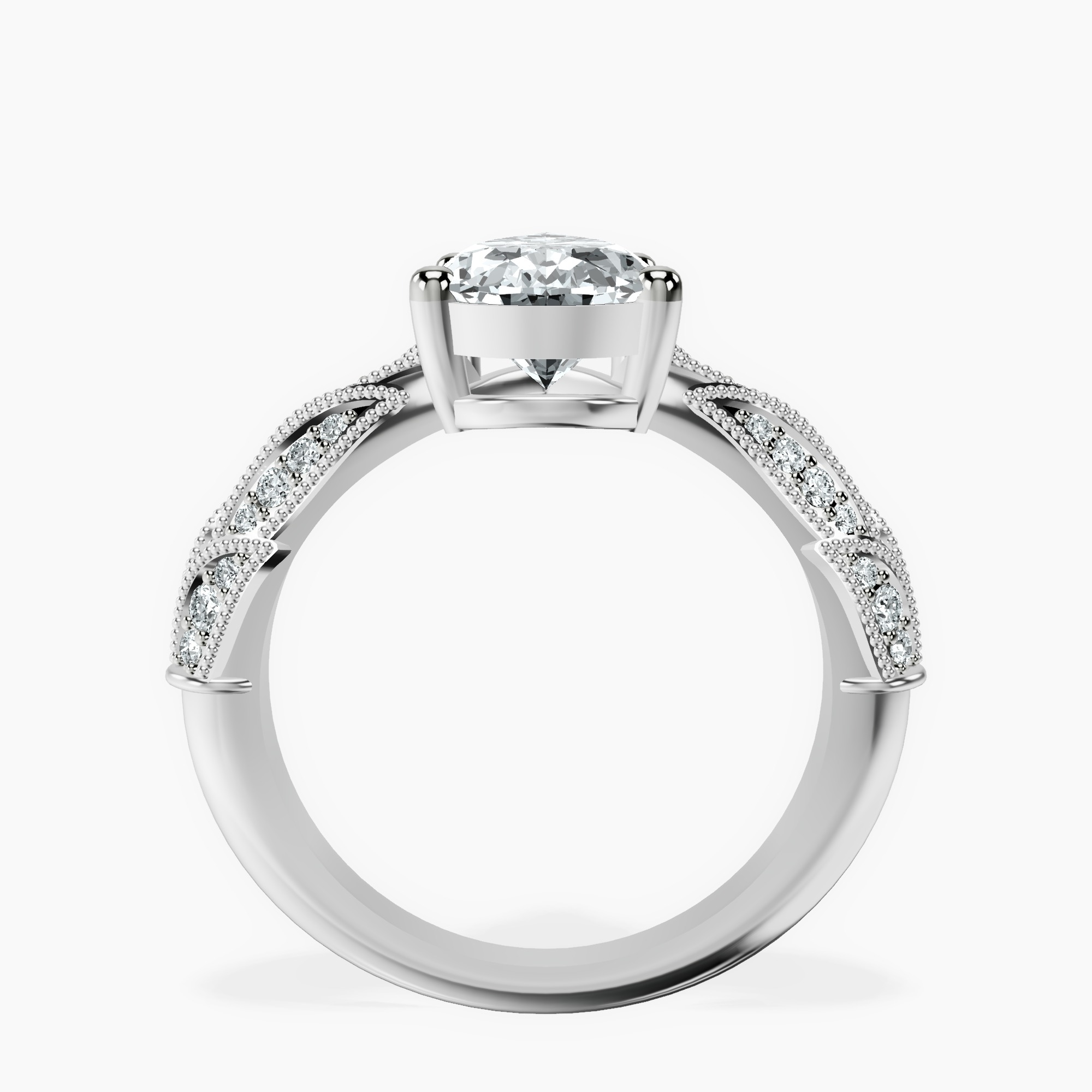 1.48 ct. pear Vintage Willow Ring in 14kt white gold side right image one