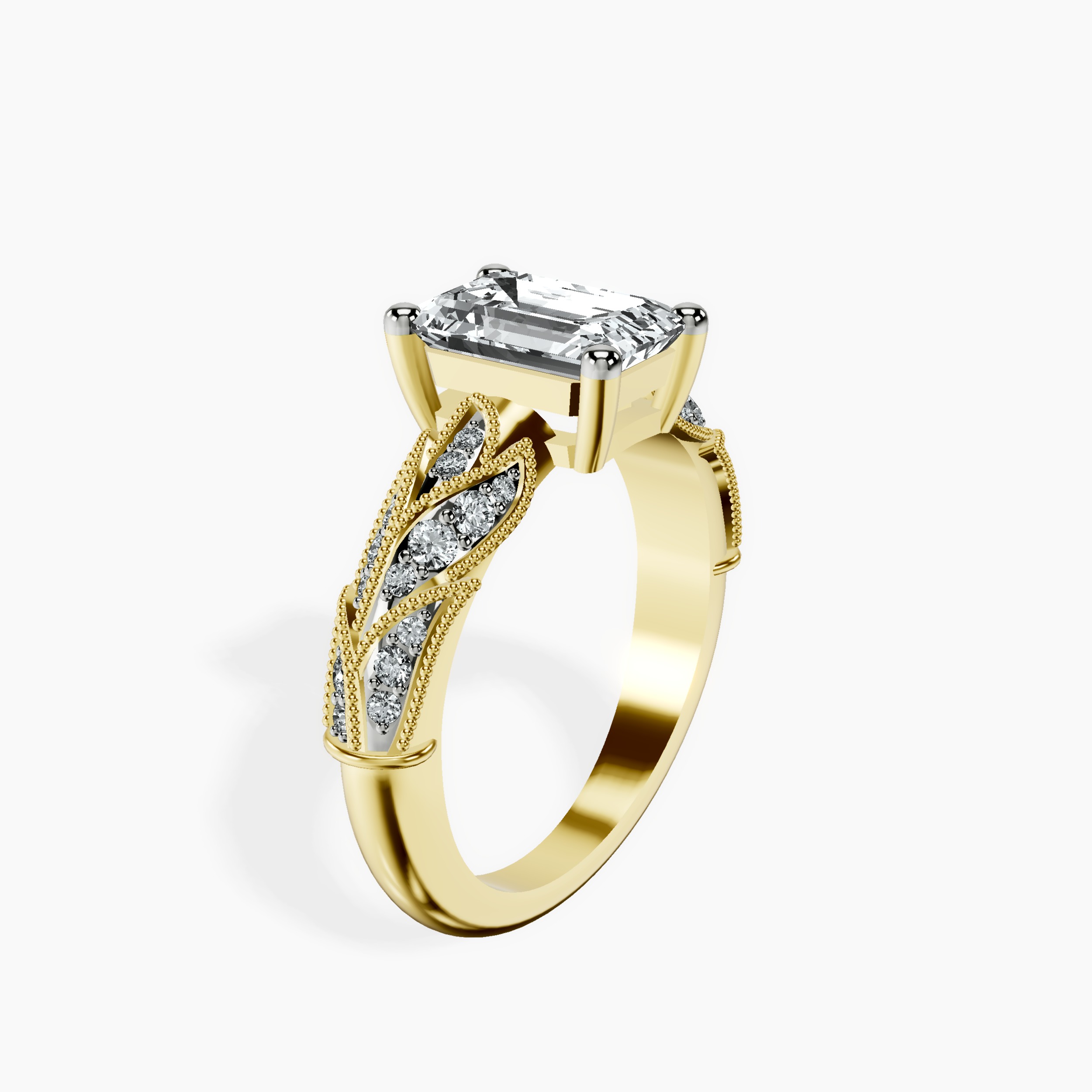 1.48 ct. emerald Vintage Willow Ring in 14kt yellow gold standing product image one