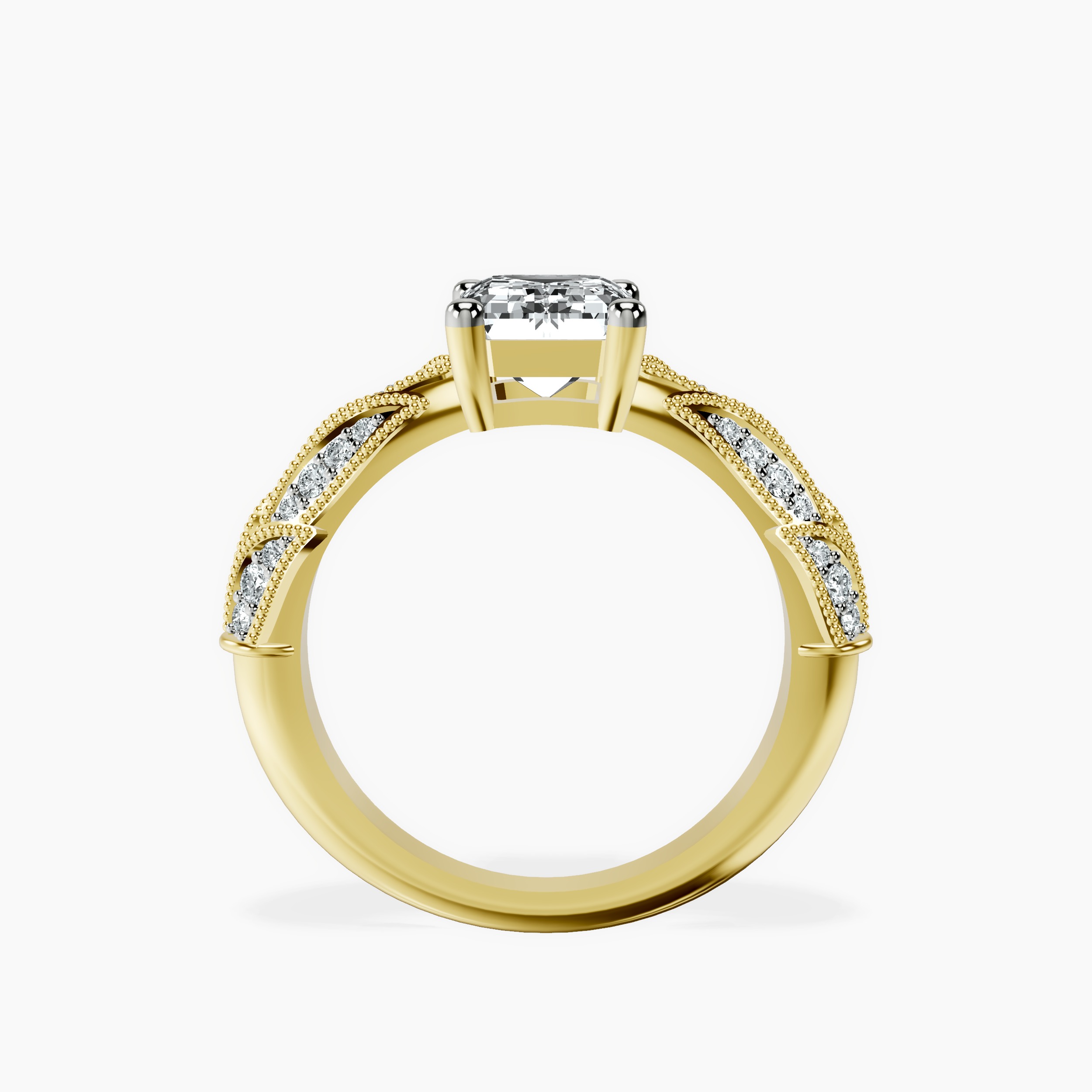 1.48 ct. emerald Vintage Willow Ring in 14kt yellow gold side right image one