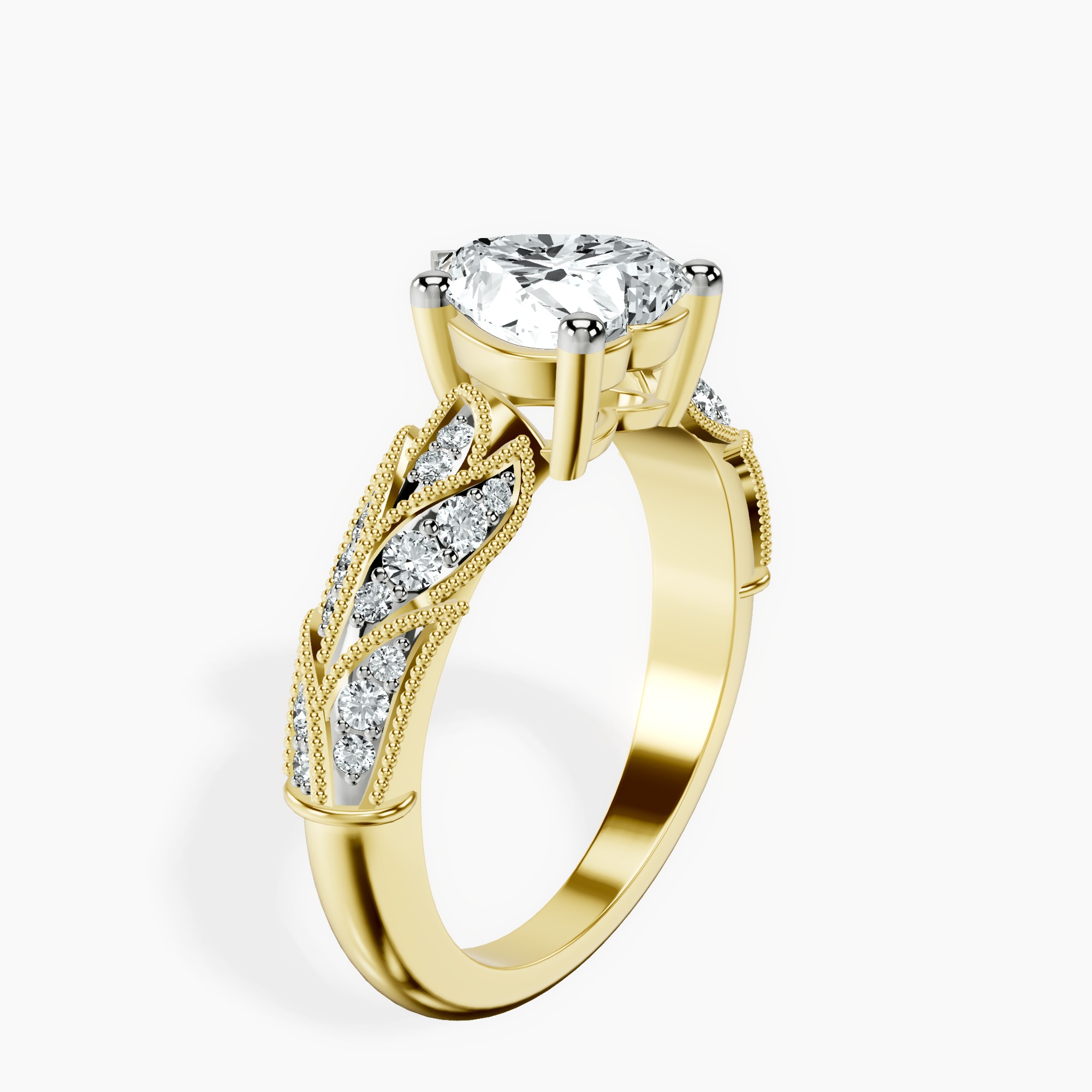 1.29 ct. heart Vintage Willow Ring in 10kt yellow gold standing product image one