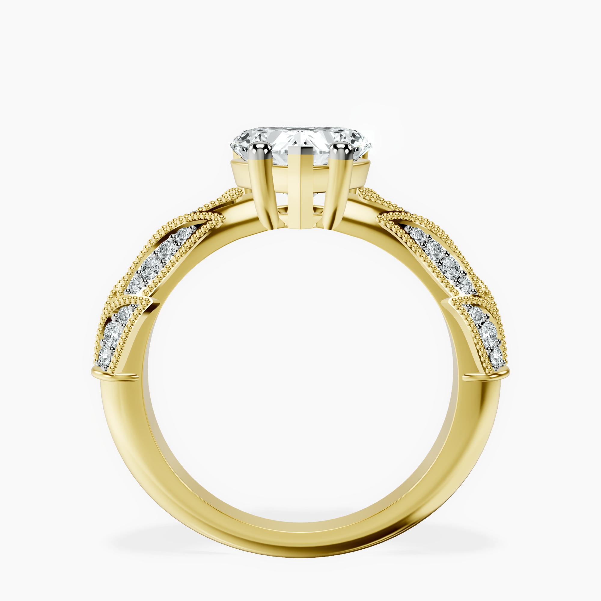 1.29 ct. heart Vintage Willow Ring in 10kt yellow gold side right image one