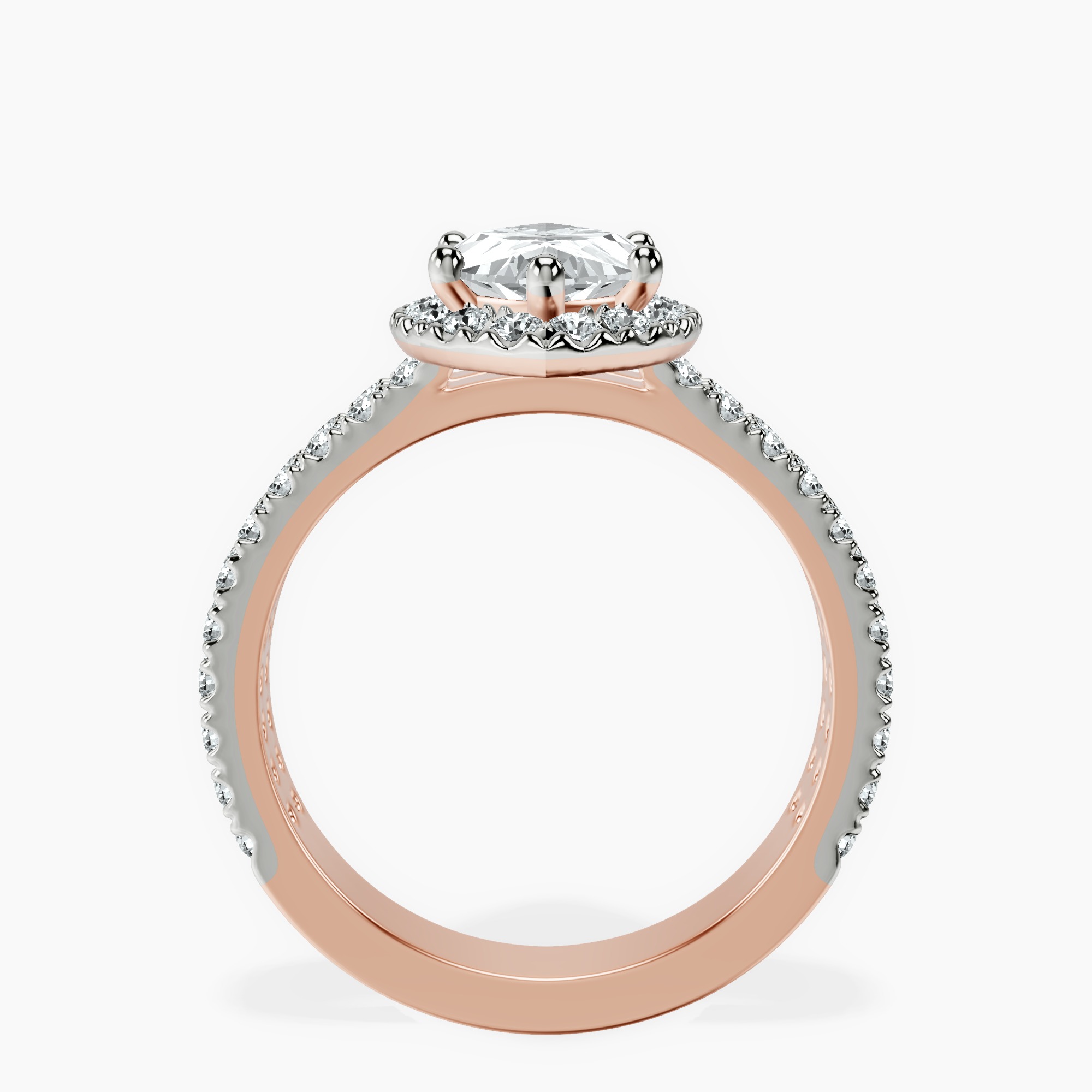 2.73 ct. marquise Luna Halo Ring in 18kt rose gold side right image one