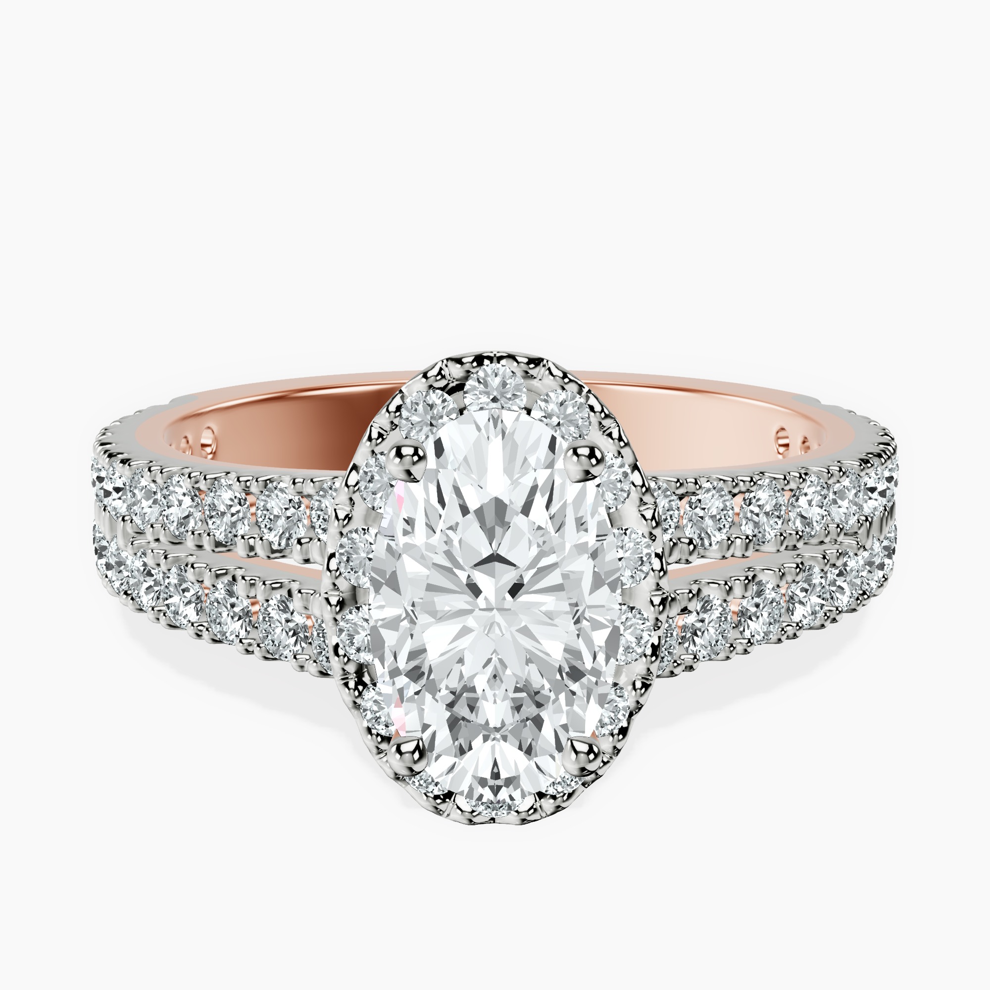 1.37 ct. oval Luna Halo Ring in 18kt rose gold rtr top