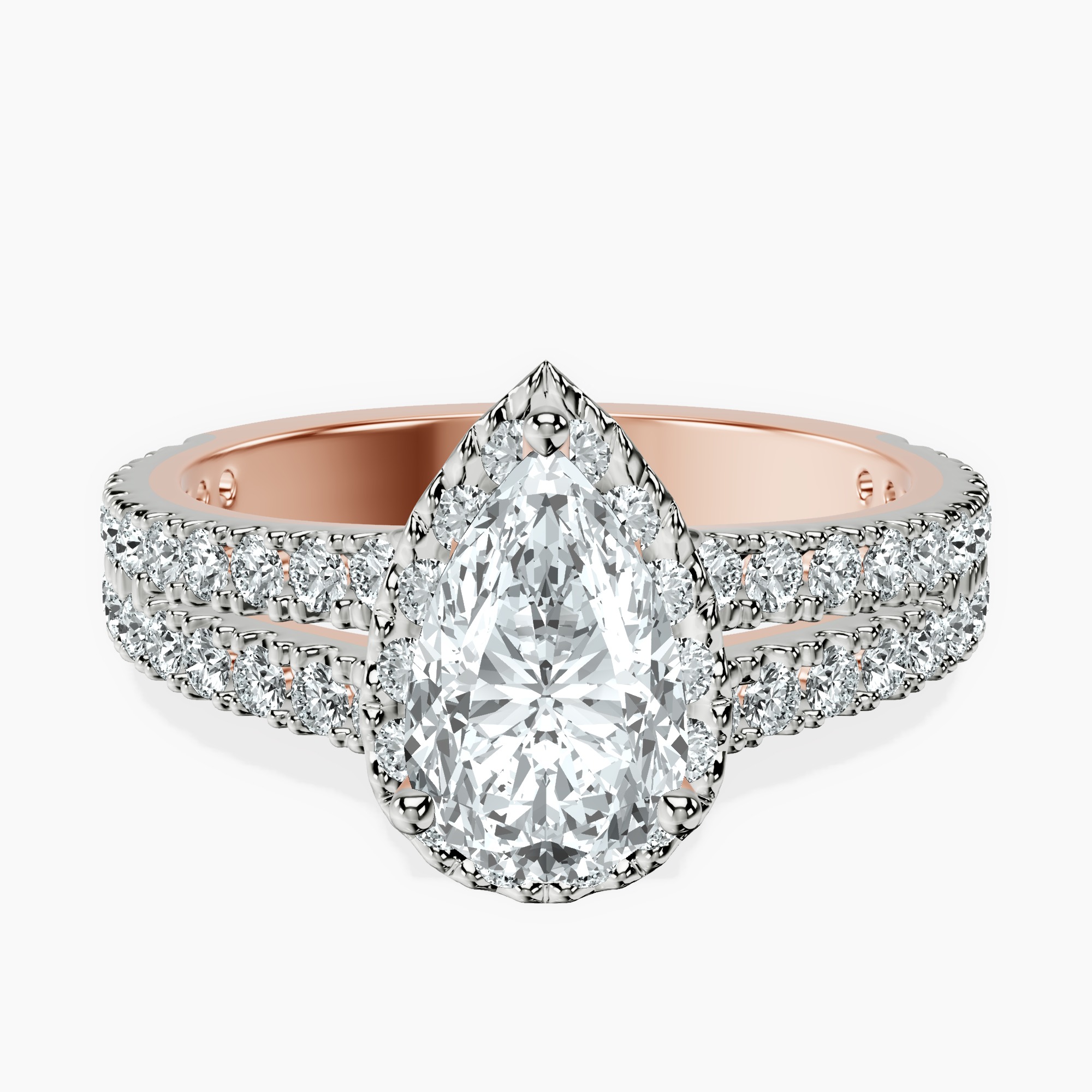1.45 ct. pear Luna Halo Ring in 18kt rose gold rtr top