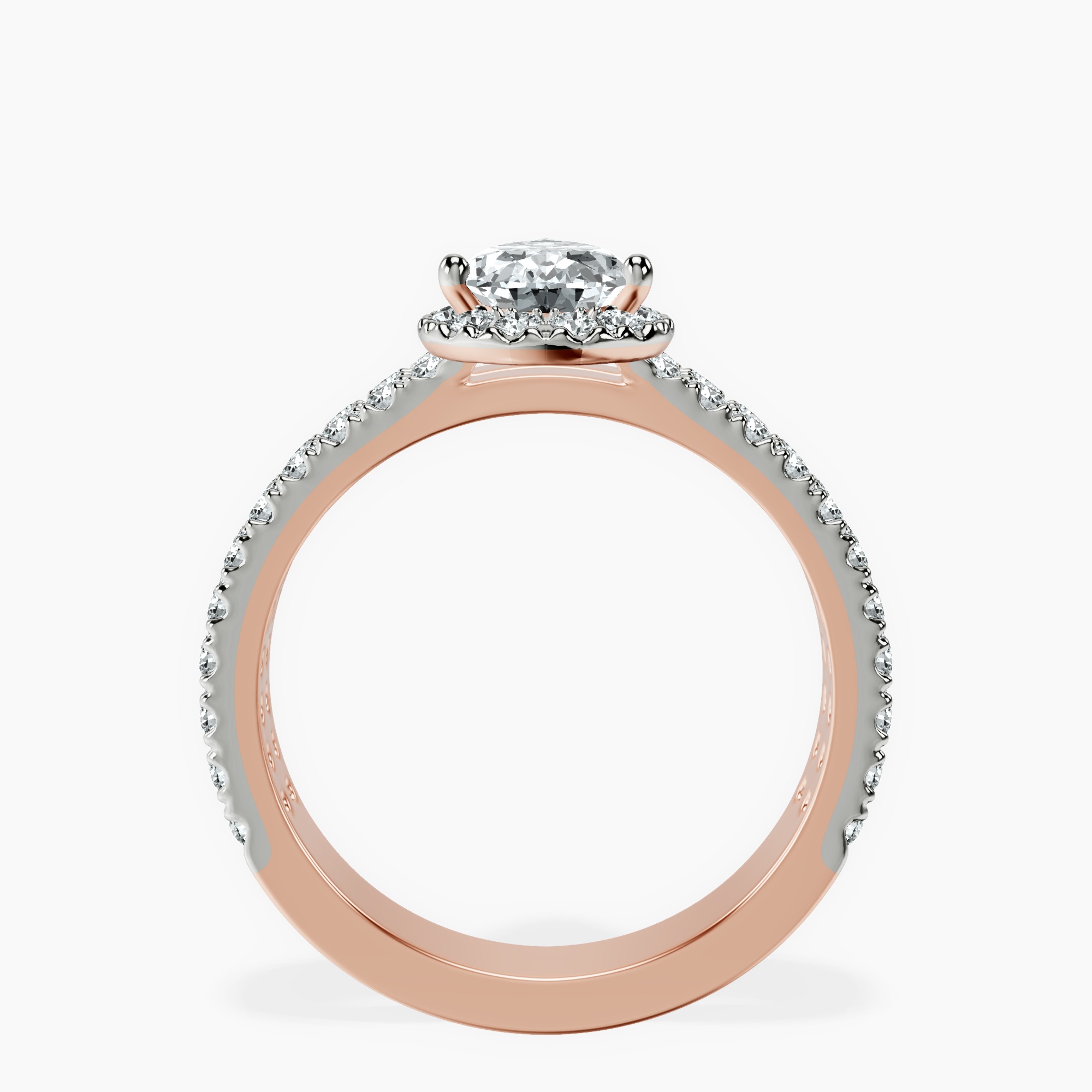 1.45 ct. pear Luna Halo Ring in 18kt rose gold side right image one