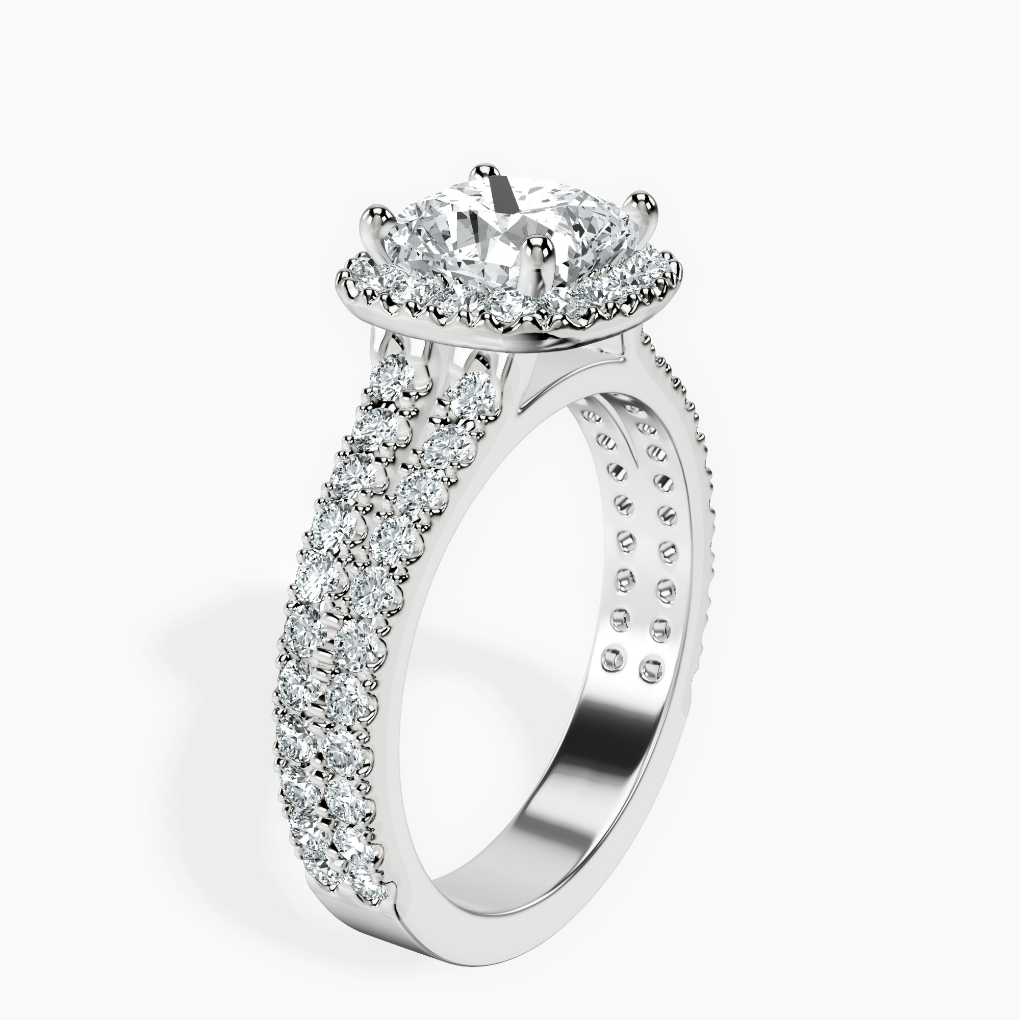 2.49 ct. cushion Luna Halo Ring in platinum standing product image one