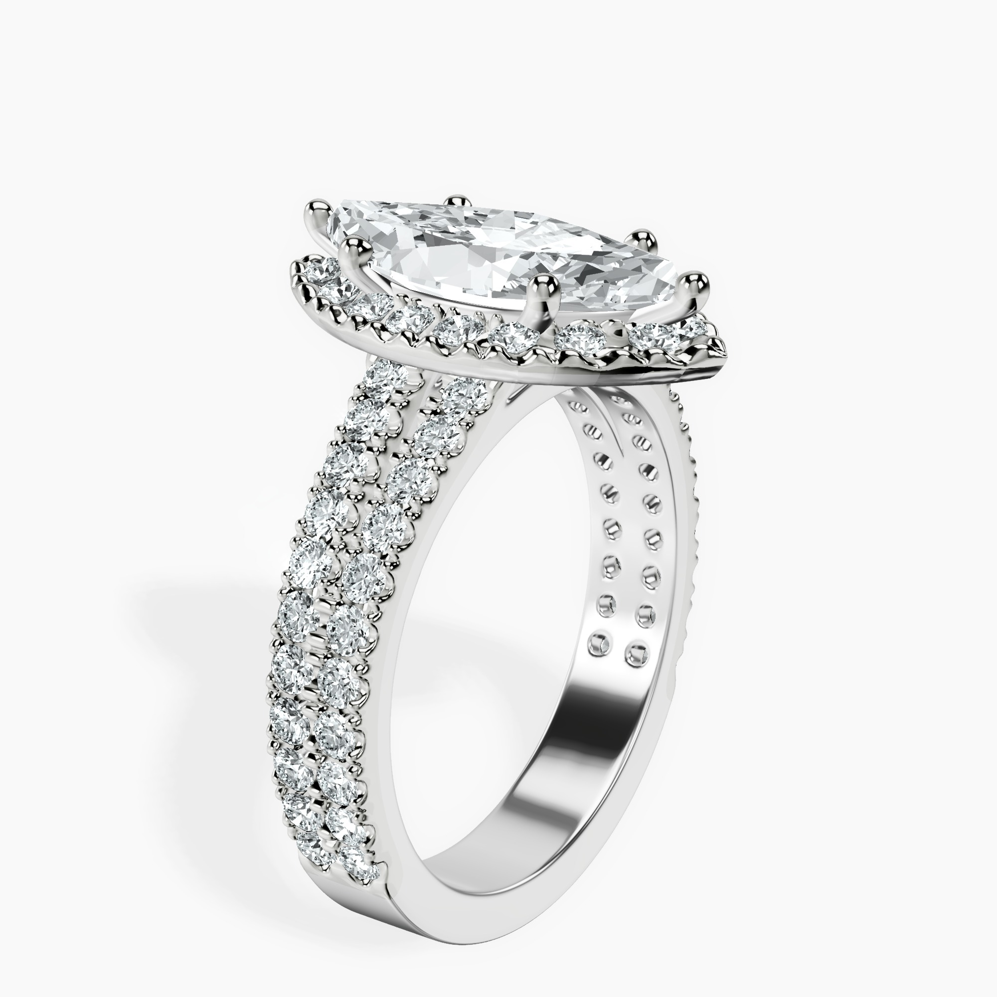 2.73 ct. marquise Luna Halo Ring in 10kt white gold standing product image one