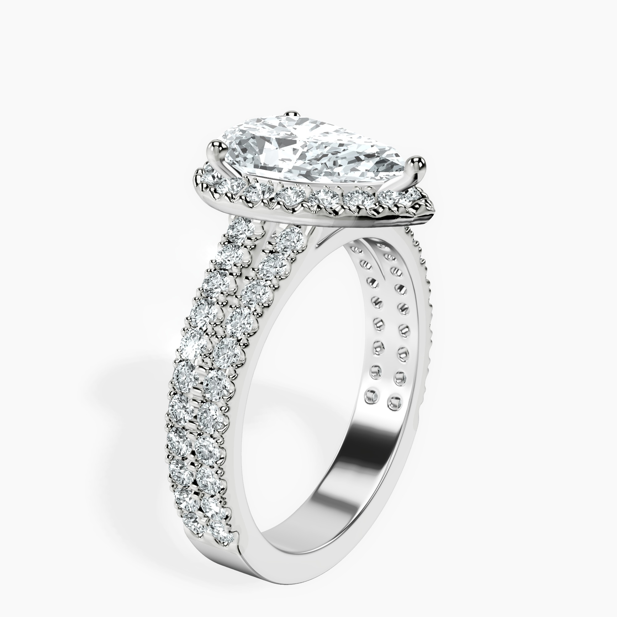 2.96 ct. pear Luna Halo Ring in 14kt white gold standing product image one